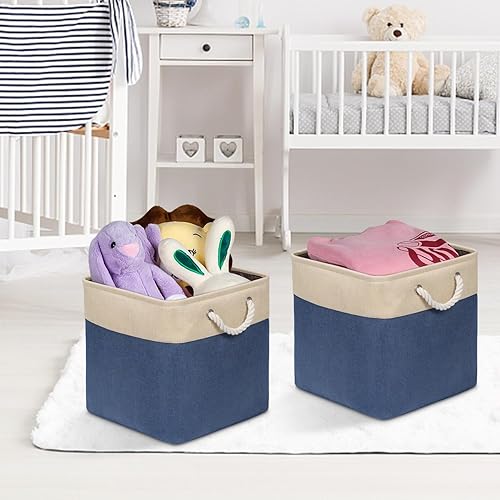 Miniatura 6 de Kntiwiwo Cubos de almacenamiento grandes de 13 x 13 x 13 pulgadas, plegables con parte inferior dura y asas de transporte para organizar estantes,