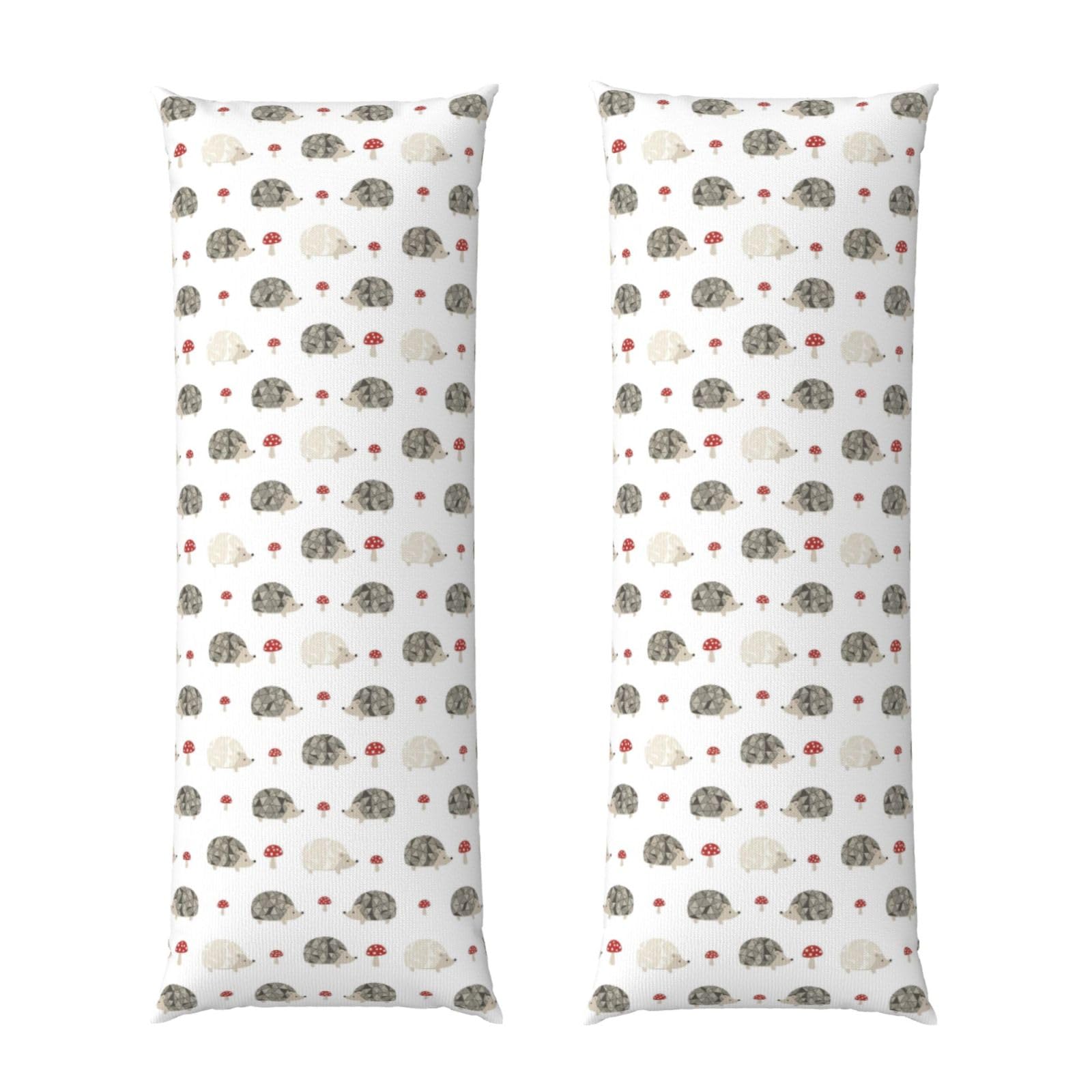 Body Pillow Cover 20x54 Inch, Red Mushrooms Autumn Hedgehogs, Soft Long Pillowcase with Hidden Zipper, Breathable Cushion Protector for Bed Couch Sofa Home