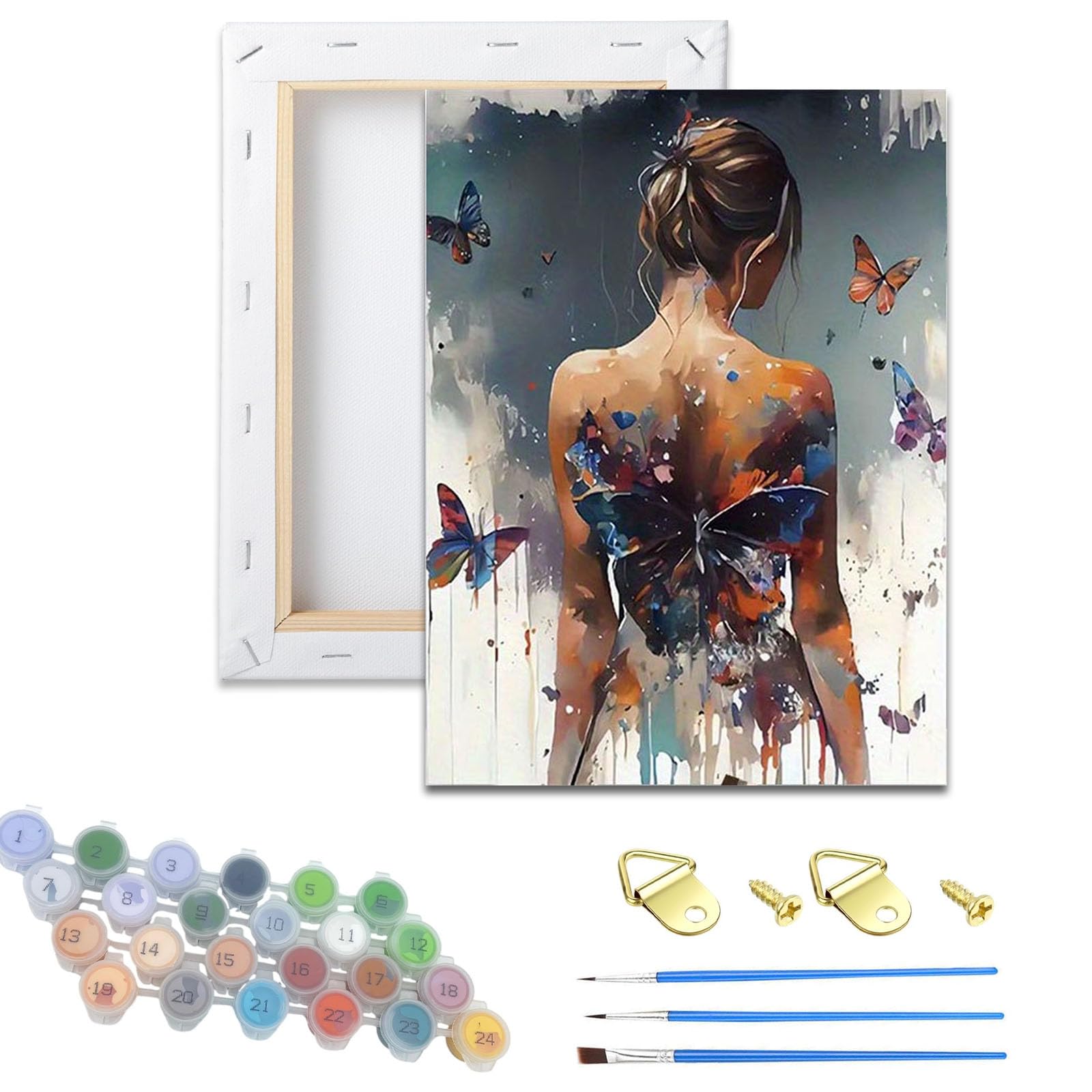 Qihensail Framed Woman Paint by Numbers for Adults on Framed,Painting by Number Kits with Frame Canvas,DIY Easy Cheerful Painting for Beginners,Wall Decor,Gifts