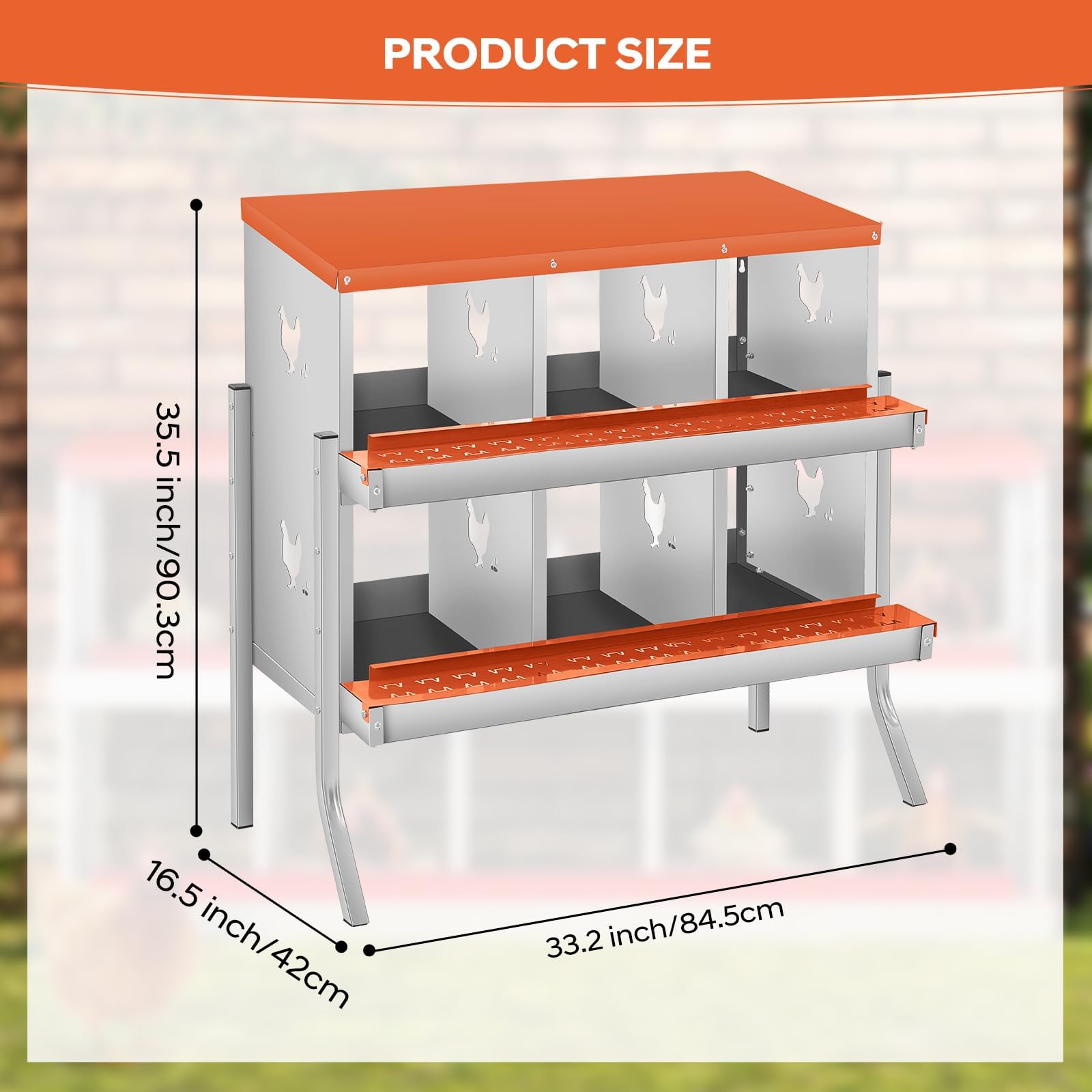 Garvee Caja de anidación de Pollos, Nido de 6 cámaras para Pollos, Soportes de plástico, Nido para gallinas, instalación montada en la Pared, fácil de Limpiar, ventilado, Duradero,Rojo