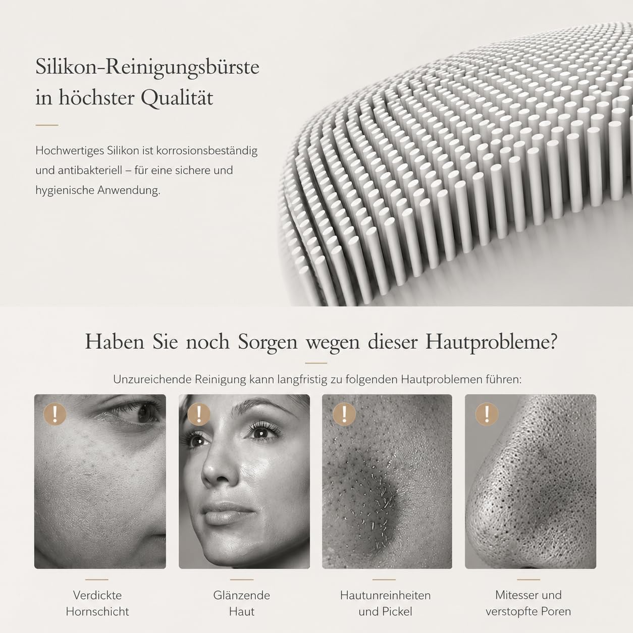 esmeS | Gesichtsreinigungsbürste | Silikonbürste | Straffendes Gesichtsmassagegerät | Hygienische und Hautfreundliche Gesichtspflege | 100% Wasserdicht, Mattschwarz