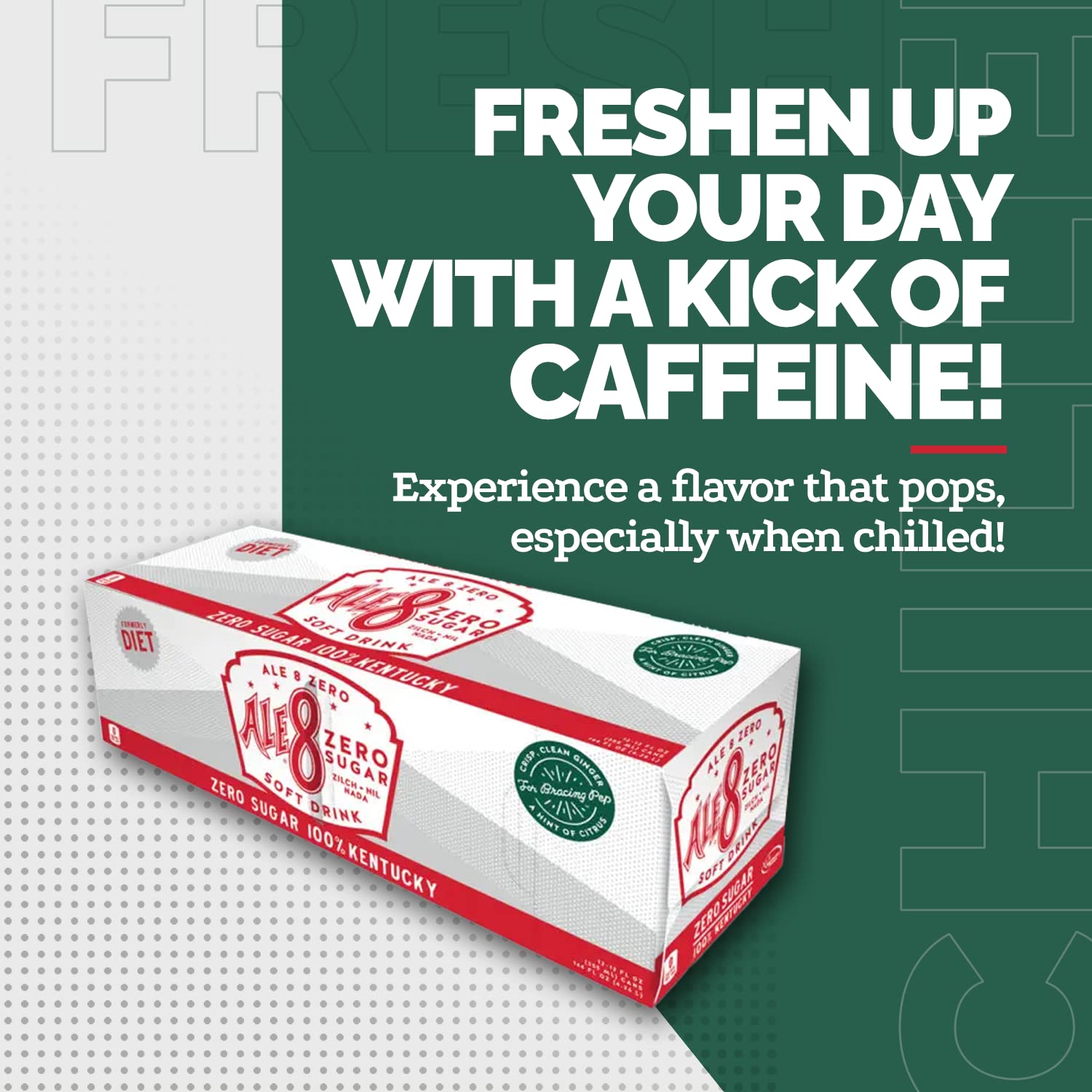 Ale 8 One Ginger Ale Soda with a Caffeine Kick & Hint of Citrus - Original Flavor - Zero Sugar - 12 Pack, Case of 12 Oz Cans - Sugar Free Ginger Soft Drink, Pack of 12