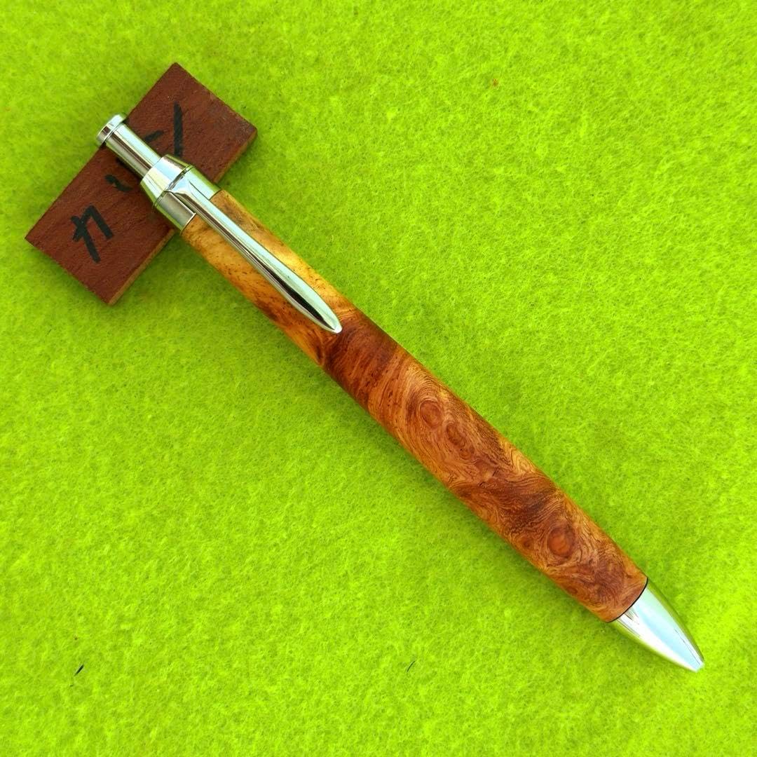 カリン瘤材の木軸ボールペン（三神クラフト） 紅白本花梨瘤 ボールペン