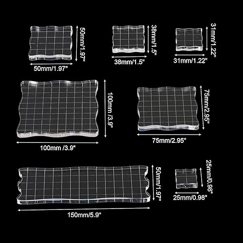Miniatura 2 de PATIKIL Bloque de sello acrílico, paquete de 7 bloques de estampado transparentes con líneas de cuadrícula, bloques de montaje decorativos, juego de