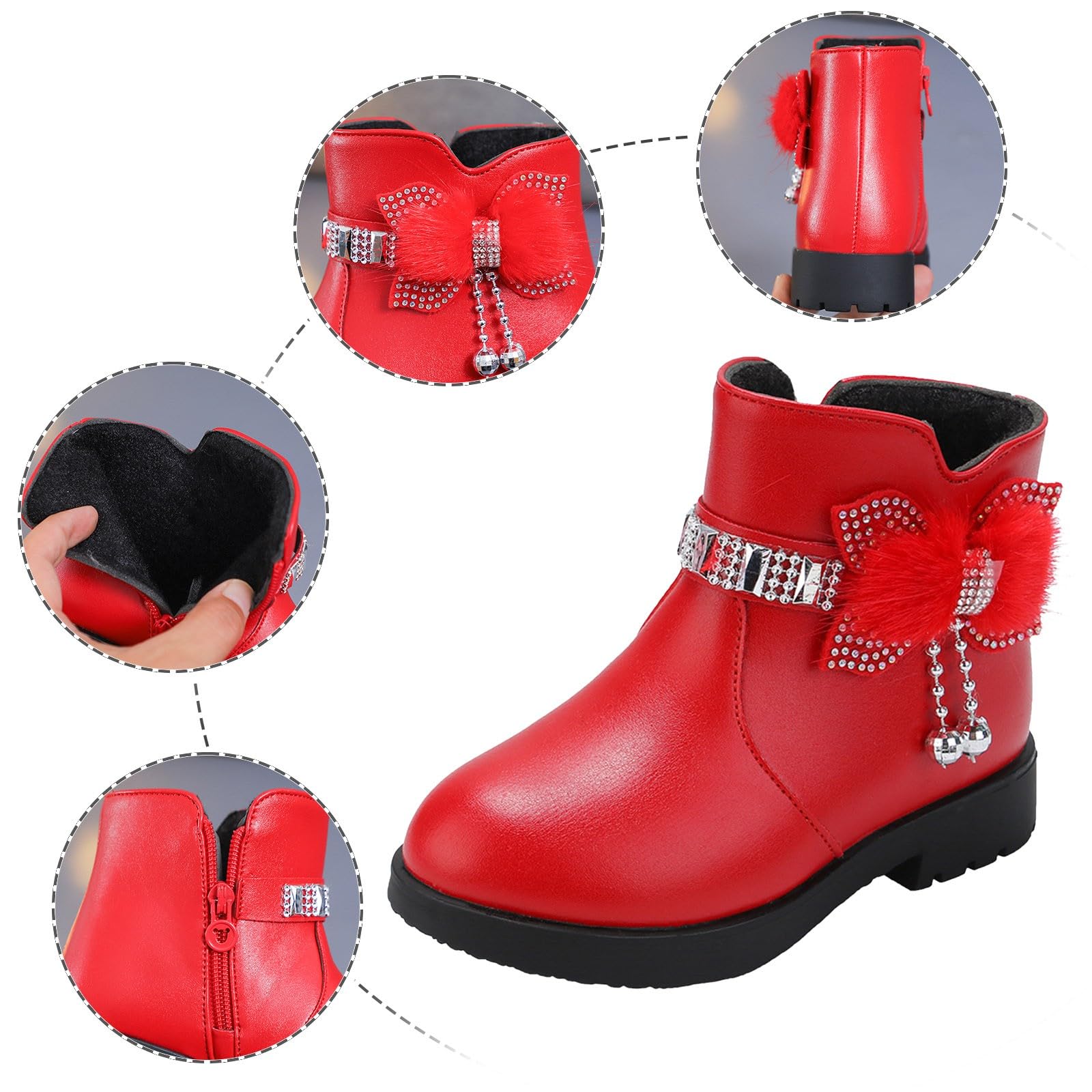 2026 Donne Inverno Stivali Bambini Scarpe Tacco Spessore Breve Caldo In Pelle Bambino Bow Carino