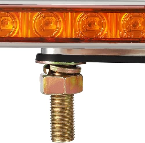 Miniatura 5 de Partsam Par de barras de luz LED de doble cara LED rojoámbar de 9-14 pulgadas, para semirremolque, de plástico cromado, barra de luz de doble