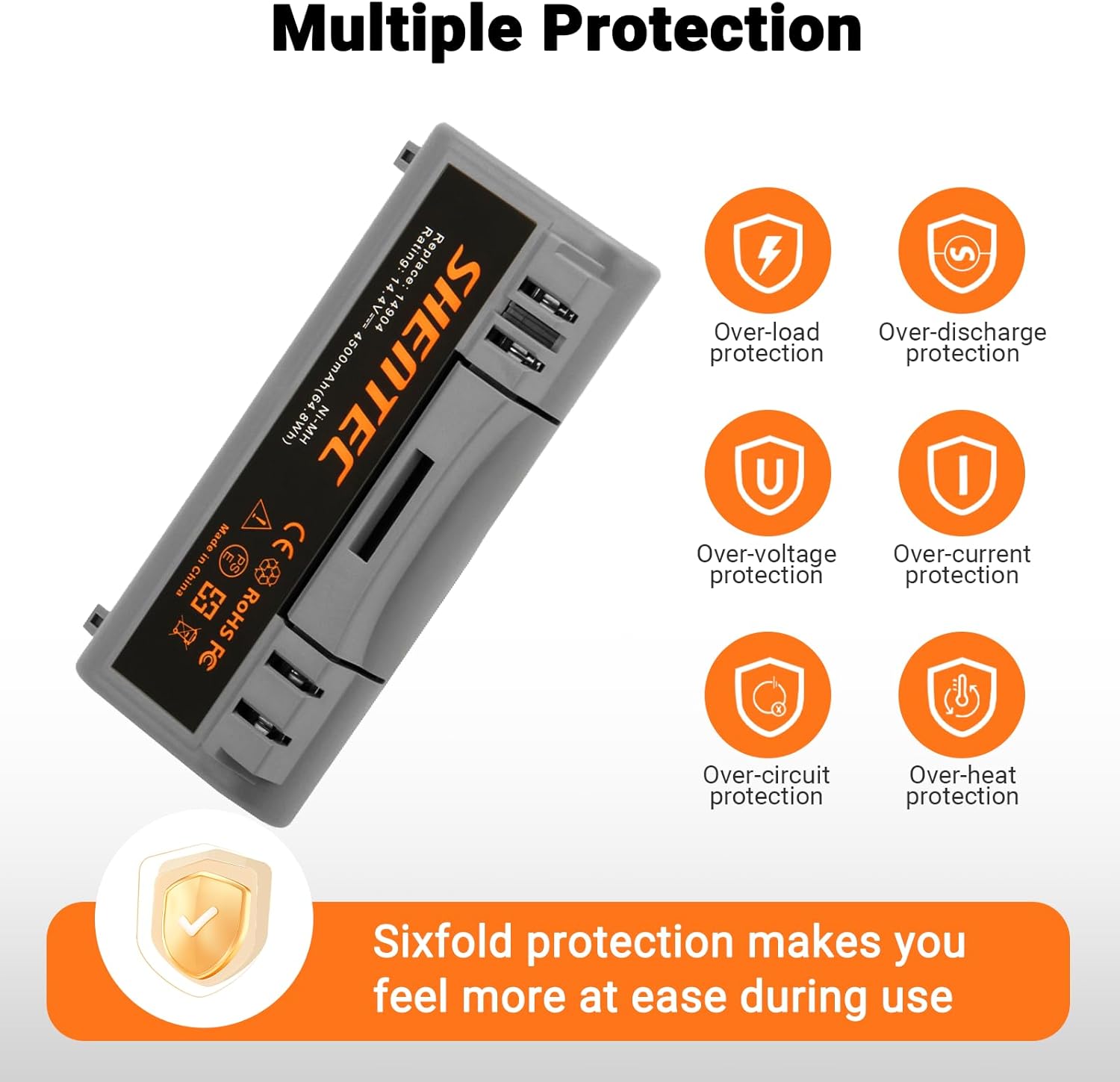 Shentec 4500mAh 14.4V Ni-Mh Battery Compatible with 14904,fits for iRobot Scooba Series 330 340 350 380 385 590 5800 5806 5900 5910 5920 5930 5940 5950 5999 6000 6050 34001 APS 14904 3500