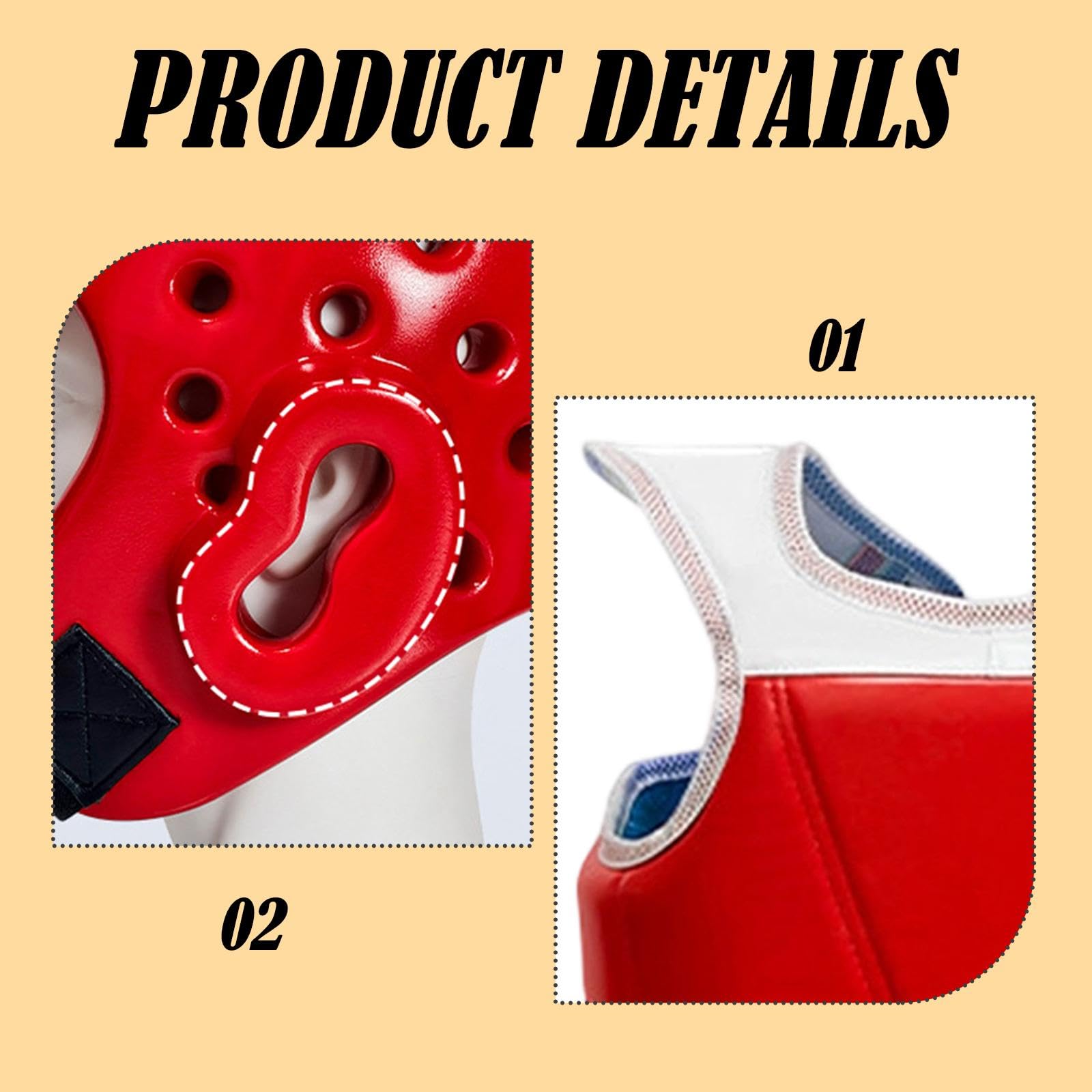 Équipement de Protection Taekwondo 6 Pièces, Plastron et Casque Renforcés pour Combat et Entraînement, Kit de Sécurité Arts Martiaux avec Sac de Transport, Équipement Professionnel, Rouge