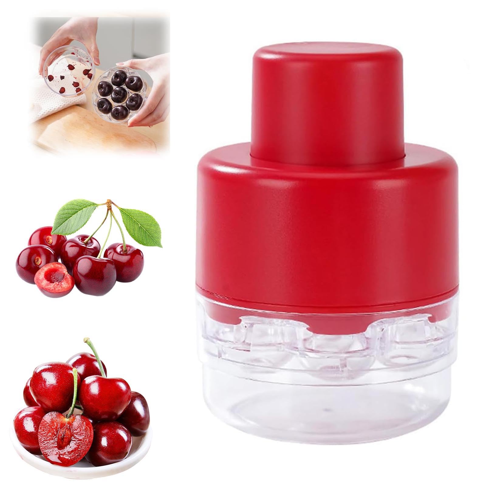 7-in-1 Cherry Pitter Tool - Pit Up To 7 Cherries At Once, Food Grade Plastic, Portable Seed Remover