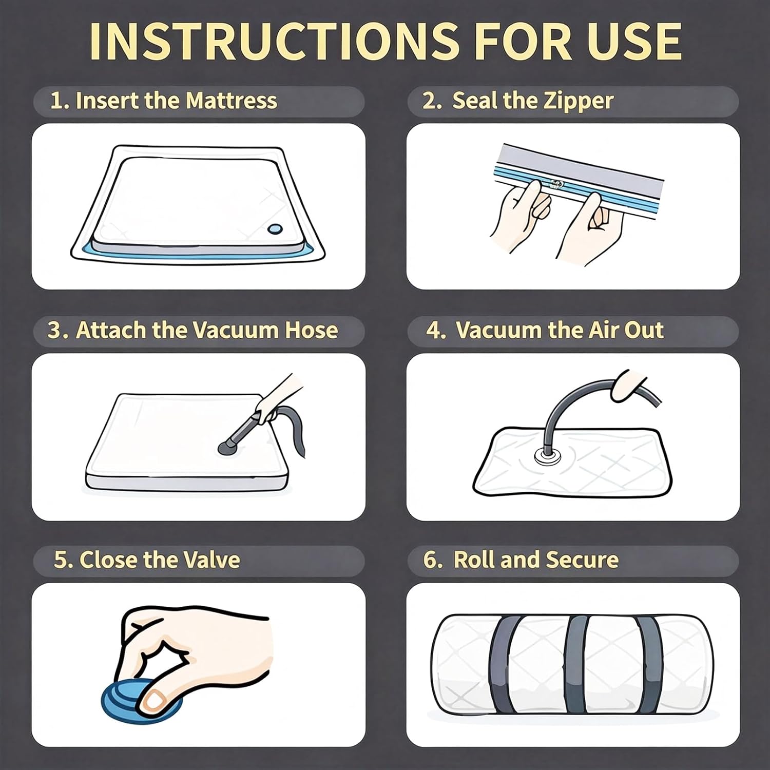 Memory Foam Mattress Vacuum Bag for Moving and Storage – Heavy Duty Compression Bag with Straps, Vacuum Bag for Memory Foam Mattress (Twin/Twin-XL) - Image 6