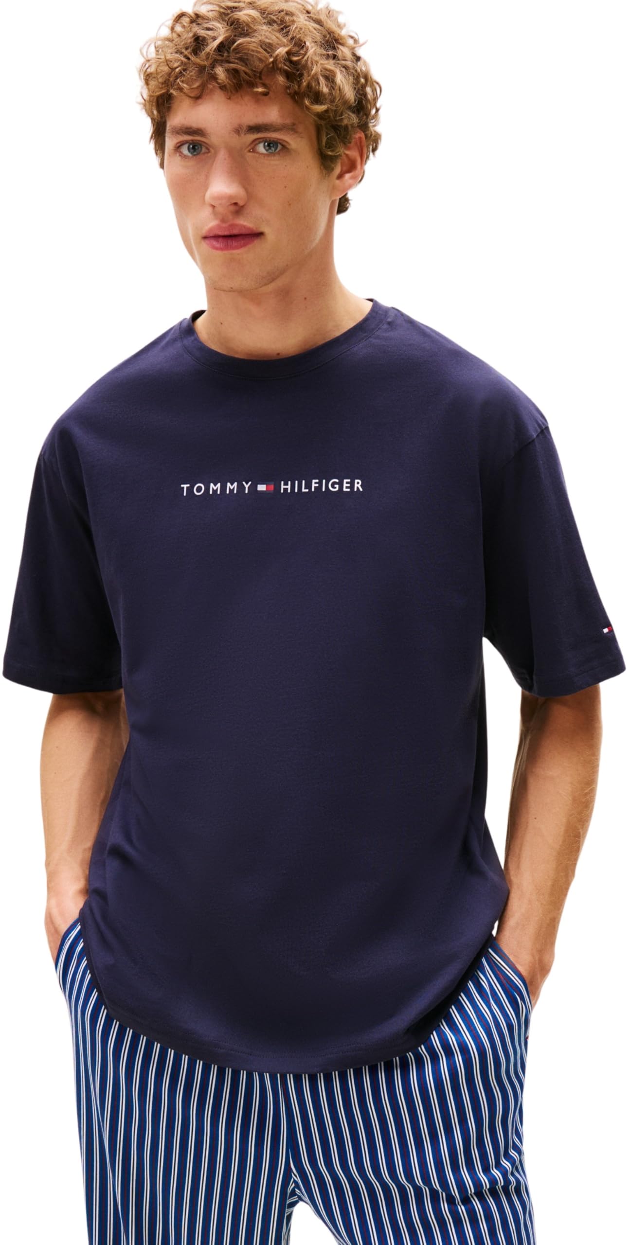 Tommy Hilfiger Herren T-Shirt Kurzarm Logo mit Rundhalsausschnitt