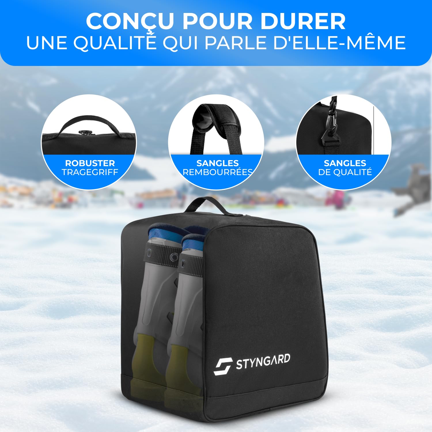 STYNGARD Housse Chaussures de Ski 38 L Sac à Chaussures de Ski avec Compartiment pour Bottes modèle Cortina