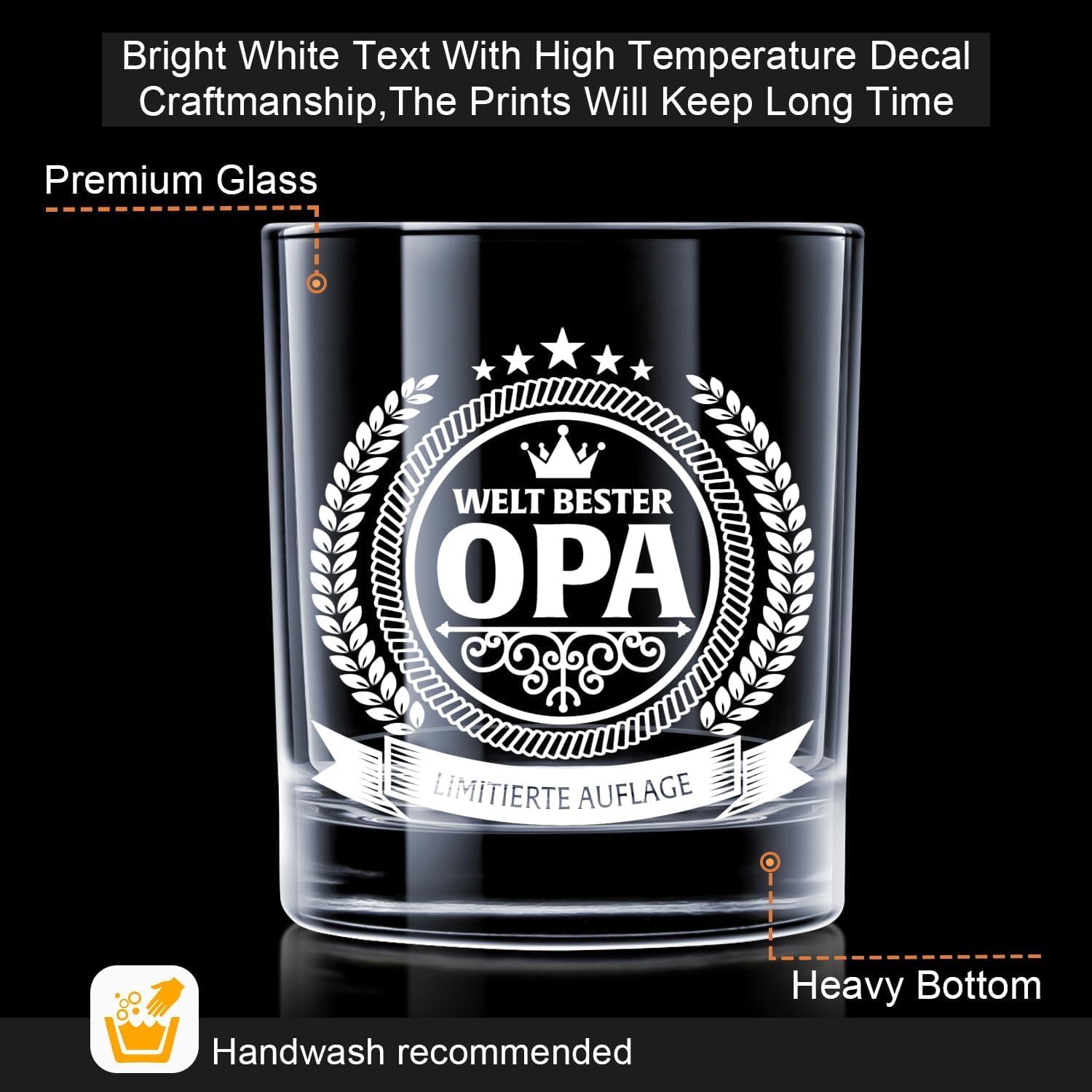 LIGHTEN LIFE Geschenke für Opa,Whiskyglas für Opa in Holzkiste,Geburtstagsgeschenke von Enkelkindern
