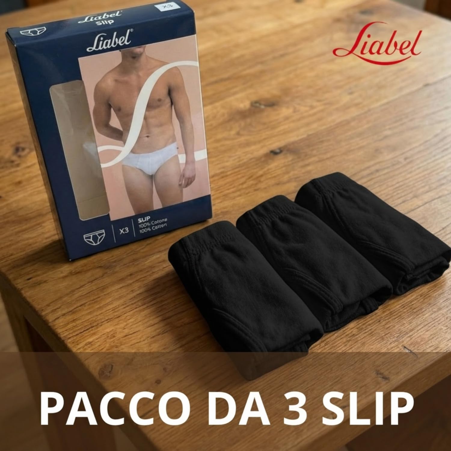 Liabel - Slip Uomo Cotone 100%, Confezione da 3 o da 6, Mutande Bianche e Colorate, Intimo Traspirante con Elastico Interno - 5