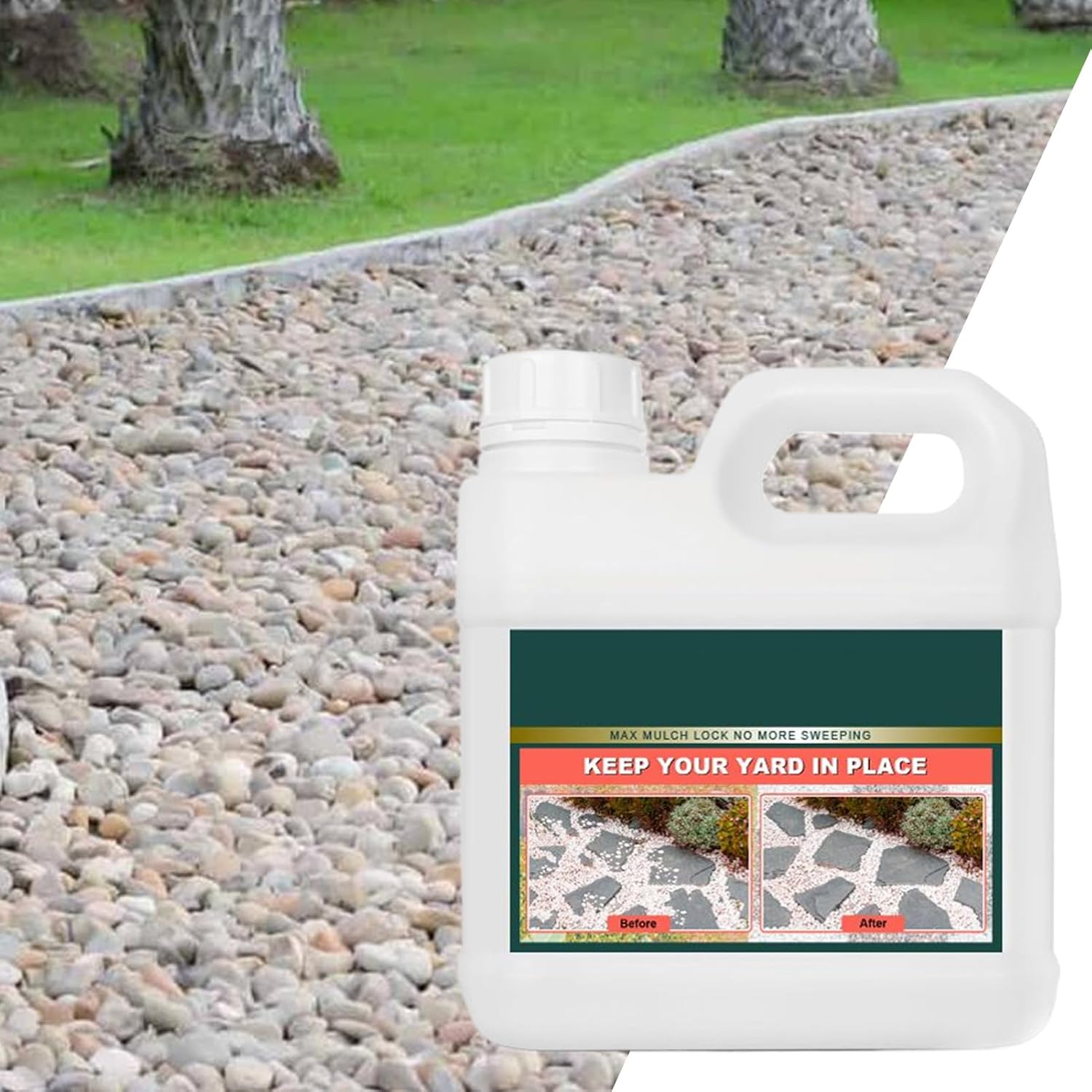 Gravel Glue - Strong Stone Binder, Durablee Adhesive Solution, Weather Resistant Sealer, Clear Liquid Formula | Garden Pathway for Driveway Entrance, Yard Courtyard, Residential Landscaping