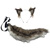 LittleLuluda Squirrel Ears Headband Tail Set Halloween Animal Costume Kit Cosplay Accessories