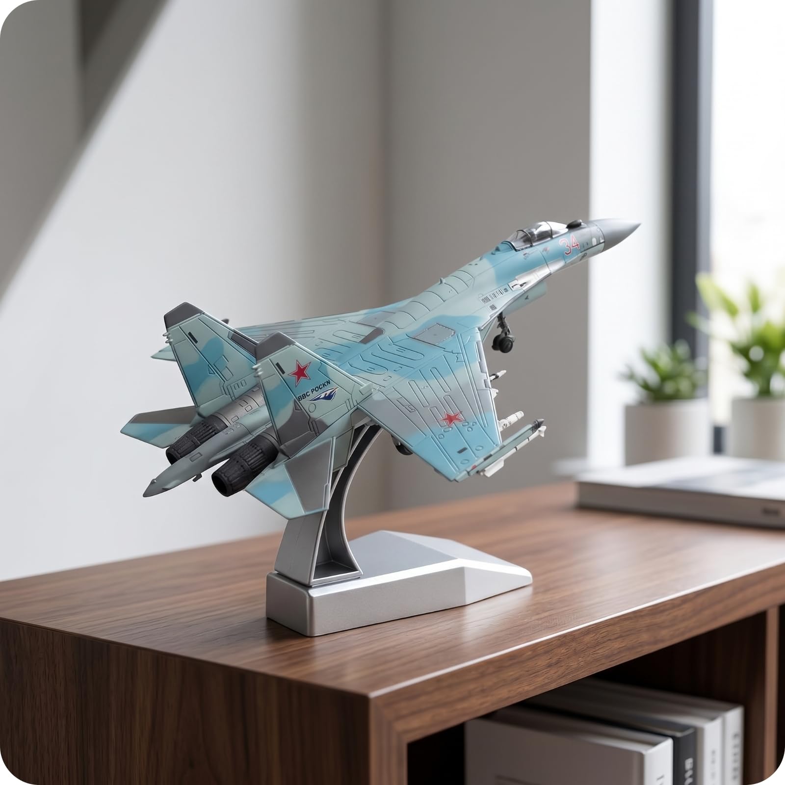 Dettagli Realistici Collezionabile Modellino Statico SU-35 1:100 Modellino Jet SU-35, Nero