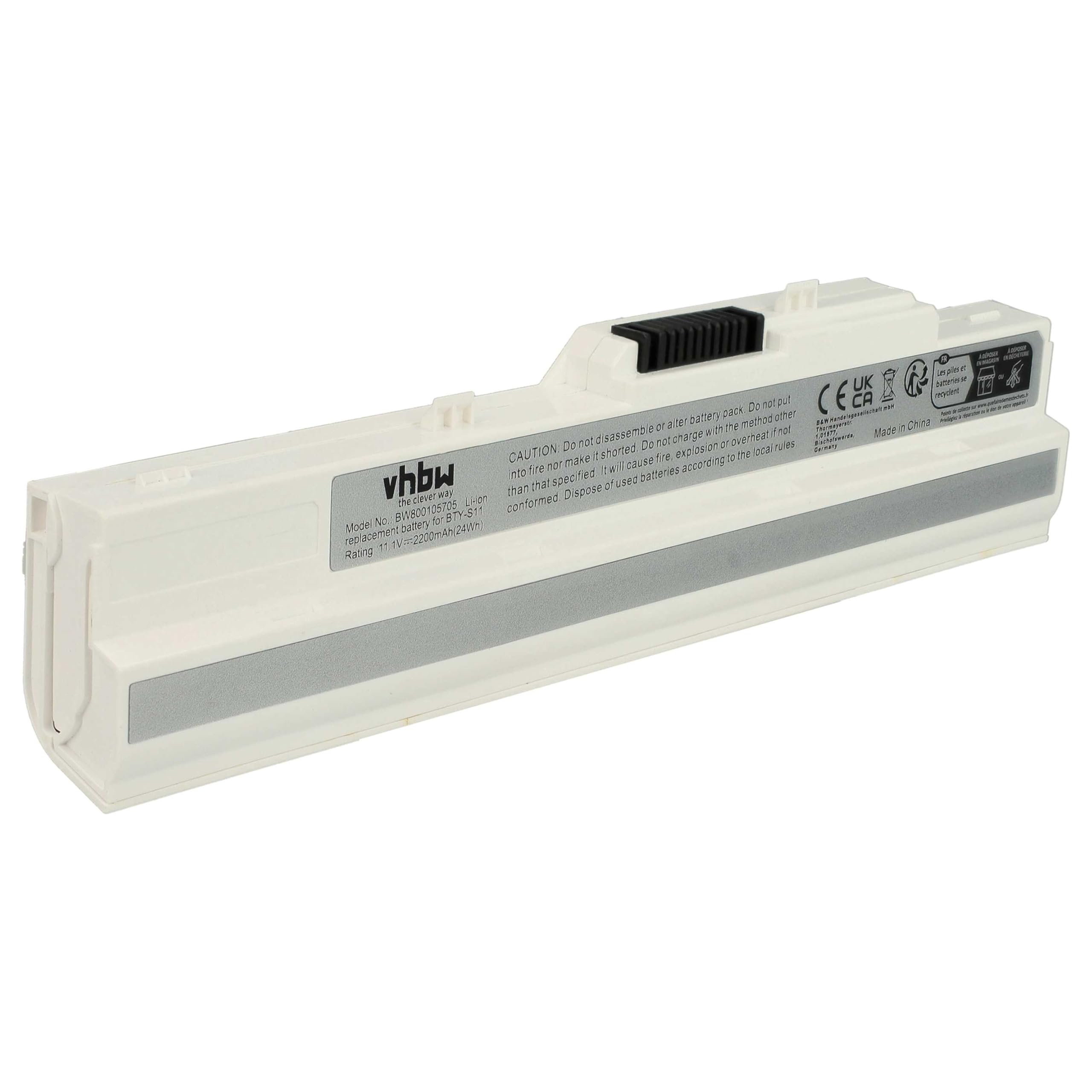 vhbw Batería Compatible con Medion MD96727, MD96888, MD96891, MD96909, MD96910, MD96912, MD96914 Notebook (2200 mAh, 11,1 V, Li-Ion) Blanco
