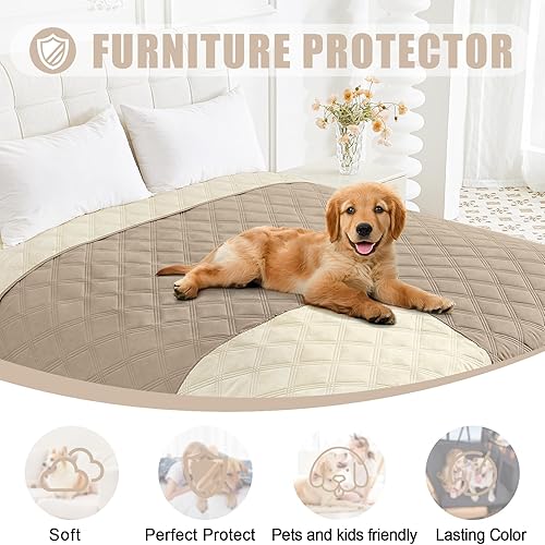 Miniatura 16 de Smiry Manta Impermeable para Cama de Perro, Manta Suave Reversible para Mascotas, Funda Lavable a Prueba de Fugas para Gatos y Perros para Sofá