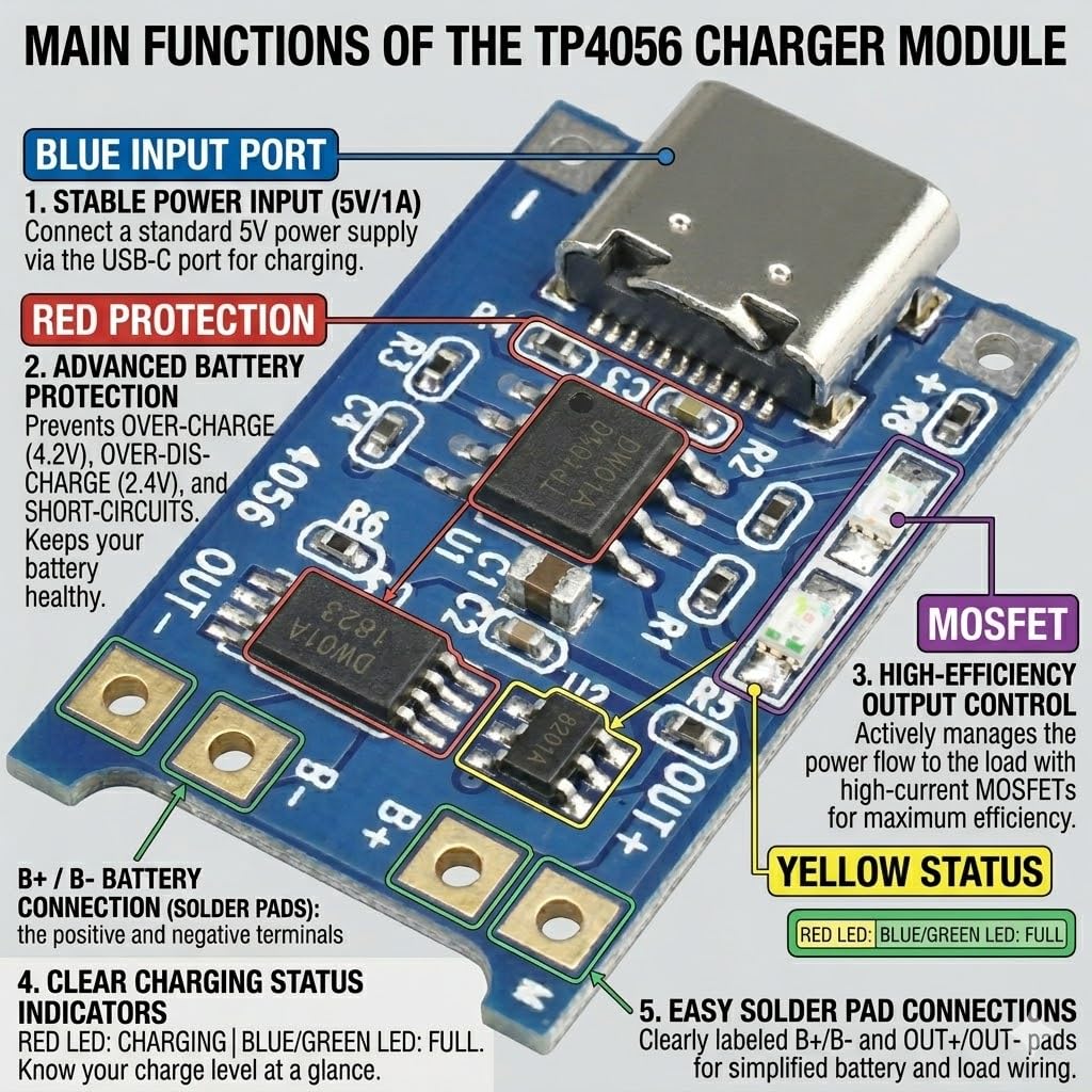 usb c lipo charge controller ic Standalone Linear Li-Ion Battery charger circuit Spektrum is widely known as one of the best on the market in RC Radio Systems 1PCS) TP4056 USB-C 5V 1A