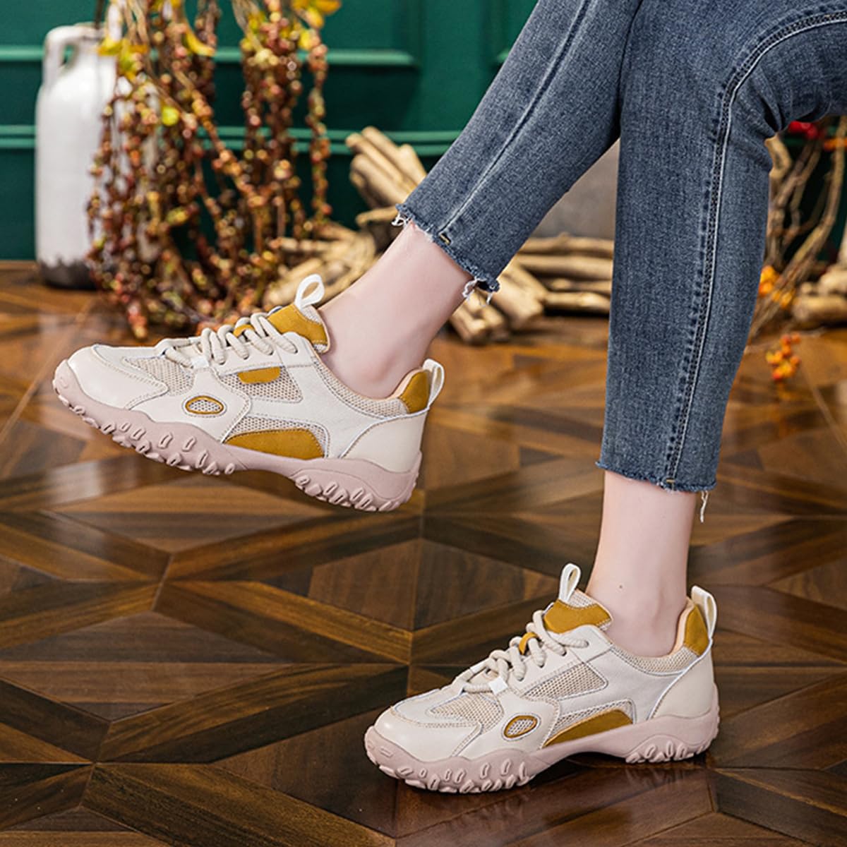 Zapatillas Mujer Punta Redonda Cordones Malla Ligeras Casuales Viaje Campus Vacaciones Caminata Exterior