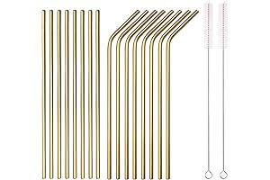 18 Piece Gold Stainless Steel Straws: Your Eco-Friendly Drinking Companion
