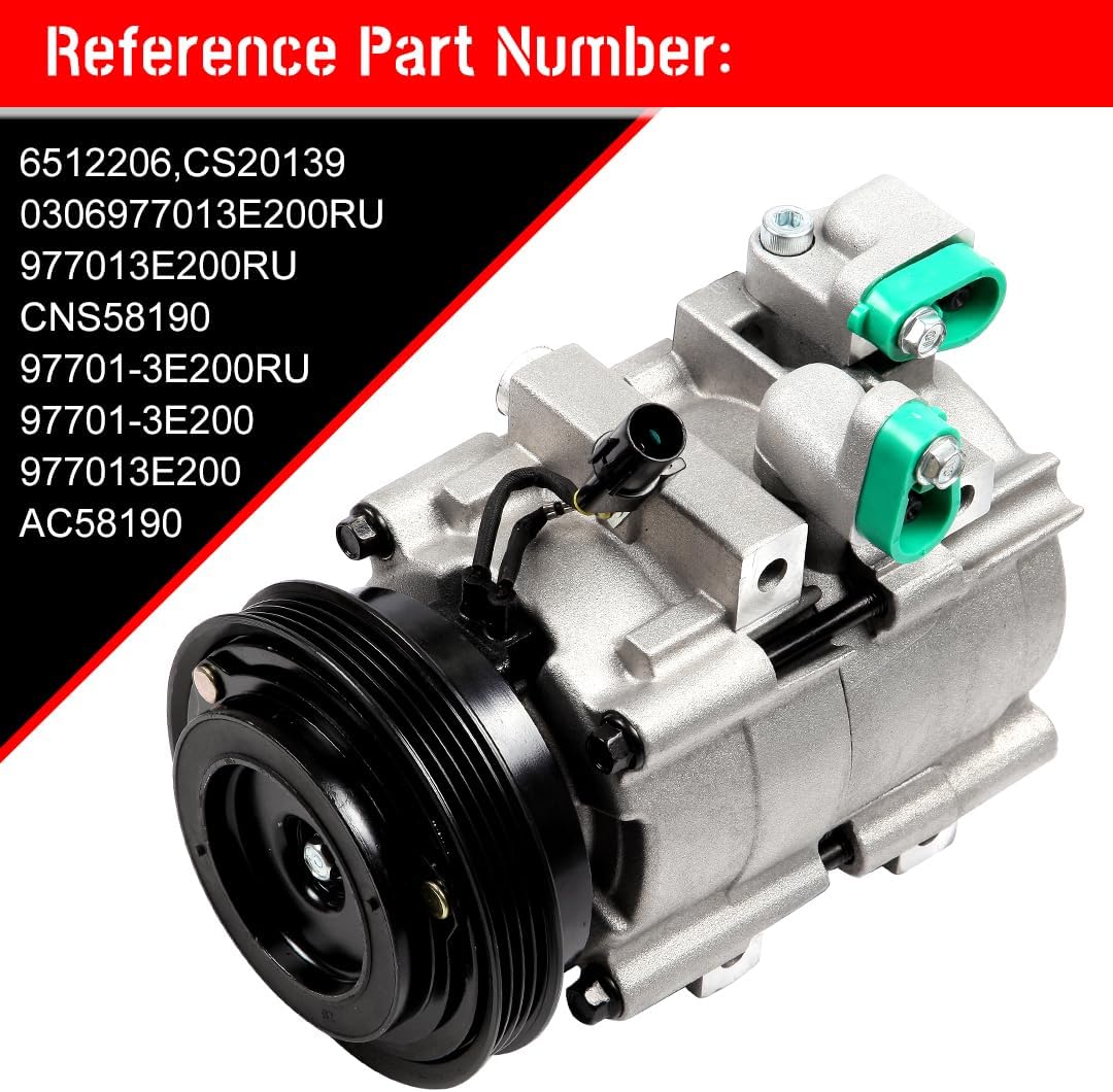 cciyu AC Compressor Pump 2003 2004 2005-2006 for Kia Sorento 3.5L AC Clutch Compressor Air Conditioning Compressor with Clutch for Car 6512206,CS20139,0306977013E200RU,CNS58190