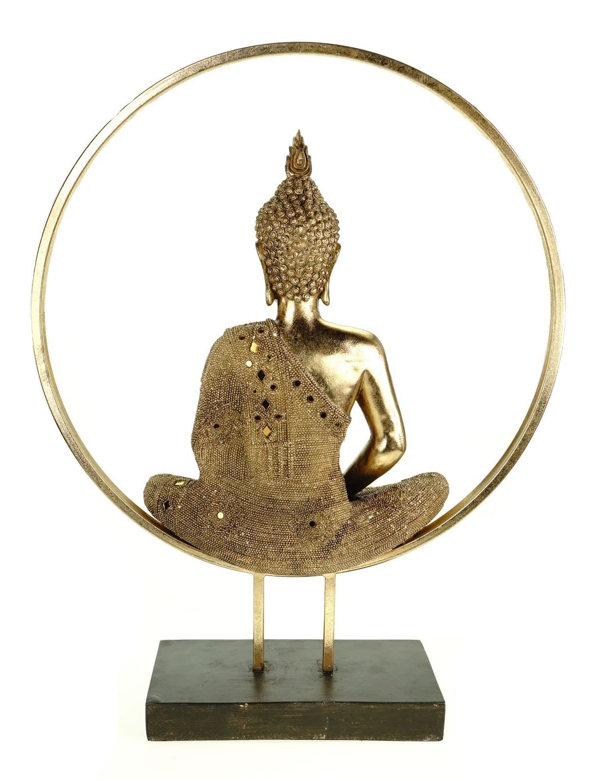 G. Wurm Deko Buddha im Kreis Aufsteller aus Metall und Mangoholz zum Stellen 65 cm Tischdeko Dekoration