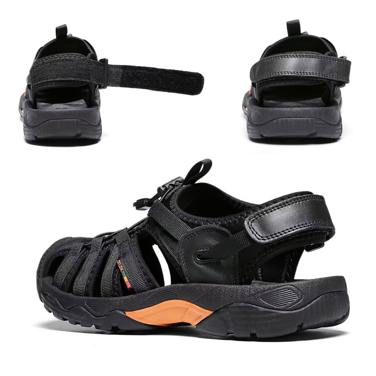 Herren Damen Leder Sandalen Strand Trekkingsandalen Outdoorsandalen Sommer Wandersandale Männer Atmungsaktive geschlossene Sandale Größe 36-46