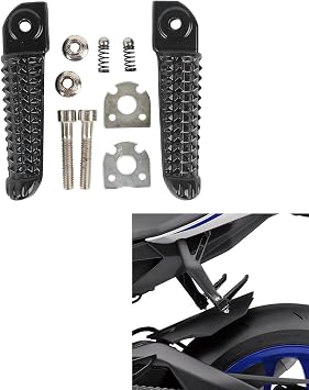 TCMT Black Rear Footrests Foot Pegs Passenger Fits For Yamaha YZF R1 1998-2025 YZF R6 2003-2020 YZF R1M 2015-2024 YZF R1S 2016-2024 V MAX 2009-2020 YZF R7 2022-2025
