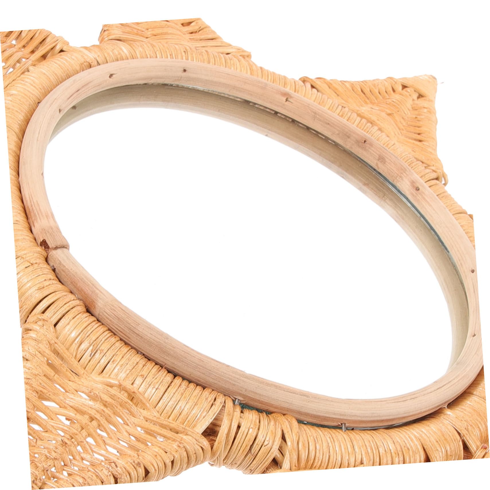 GALPADA Rattanspiegel für Wand Großer Dekorativer Kosmetikspiegel Badezimmerspiegel Schminkspiegel aus Rattan Wandspiegel-Ornament für Zuhause Studentenwohnheim Büro
