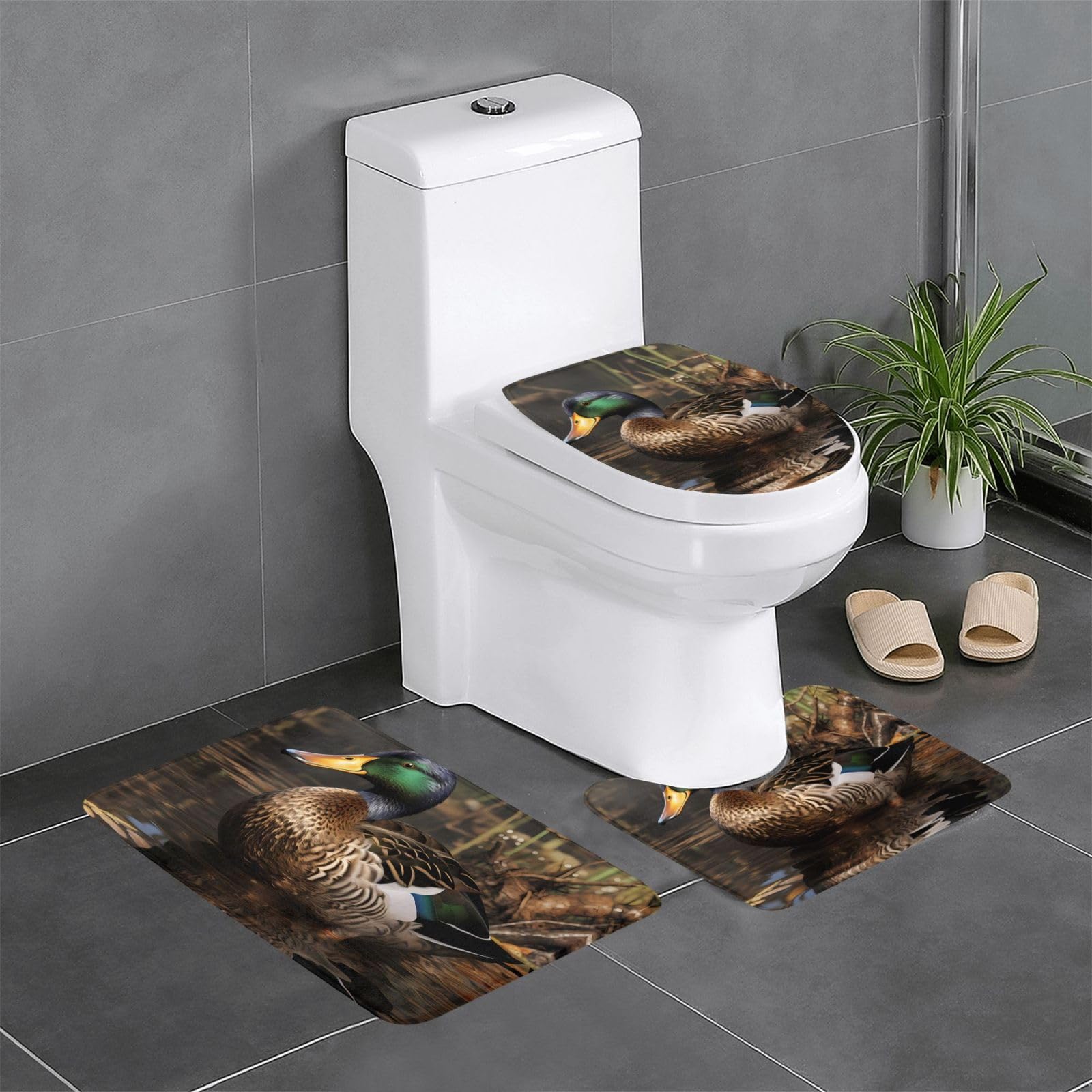 Tapis de salle de bain antidérapant lot de 3 ovale et contour