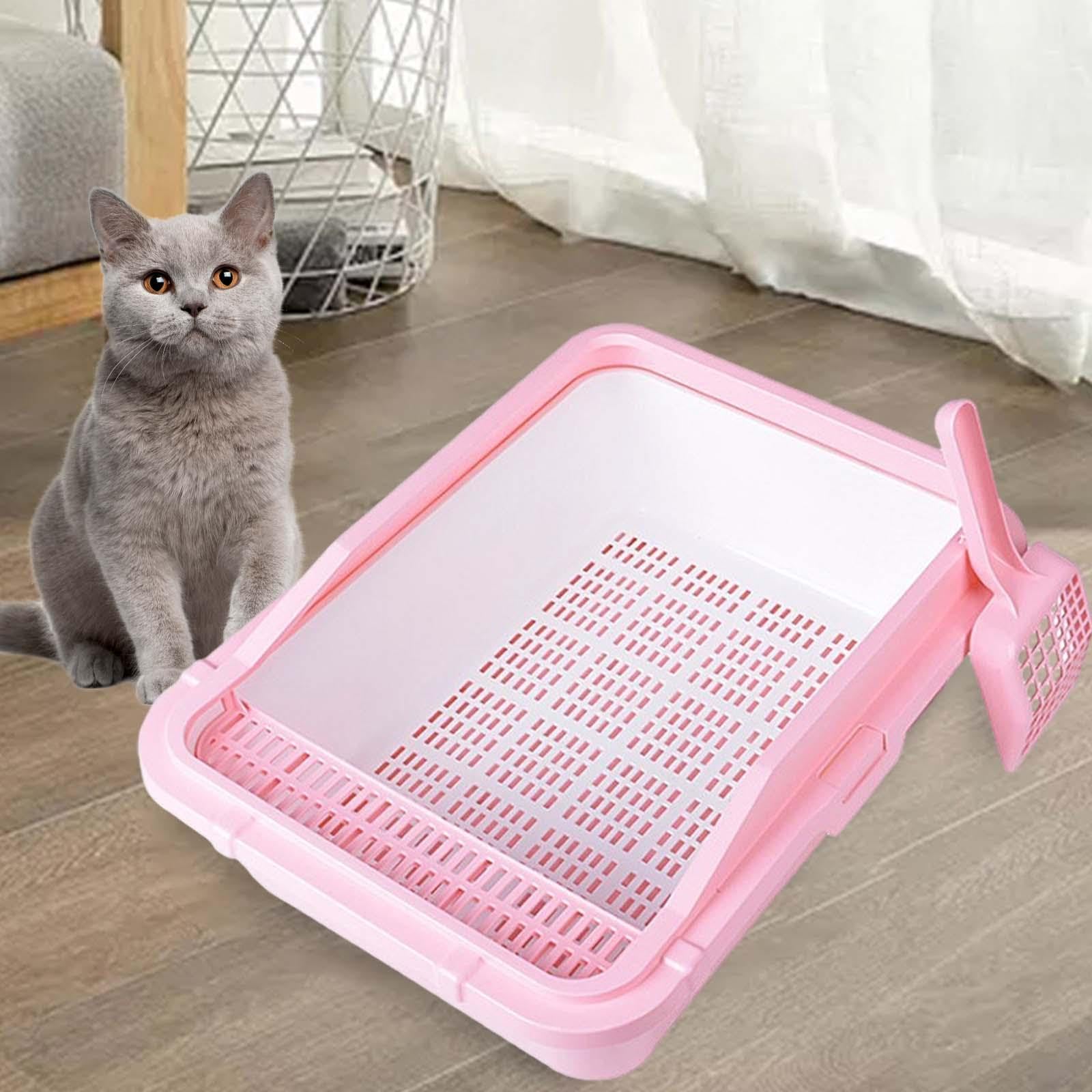 kuweta dla kota, Kuweta dla kota Otwarta kuweta Odporna na zachlapania piaskownica Kotek Nocnik Toaleta z wysokimi ściankami wszystkie rodzaje żwirku kotów(Pink)