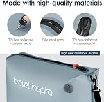 travel inspira 22L No-Pump Vacuum Bag, Roll-Up Crossbody Cube | No-pump 22L TPU vacuum cube: roll to compress, wear crossbody. IP67 waterproof. Black/Fluorescent Green/Gray Blue. Reusable.