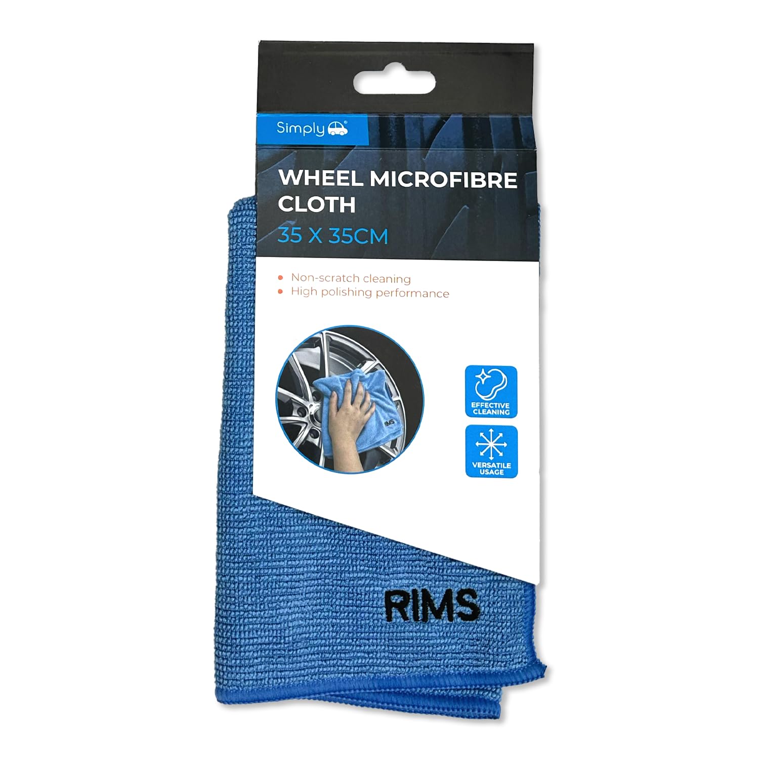 Simply Auto Microfibre Cloth For Wheels, Streak Free Non-Scratch Cleaning, Premium Material, For Cars, Motorbikes, Vans 35x35cm