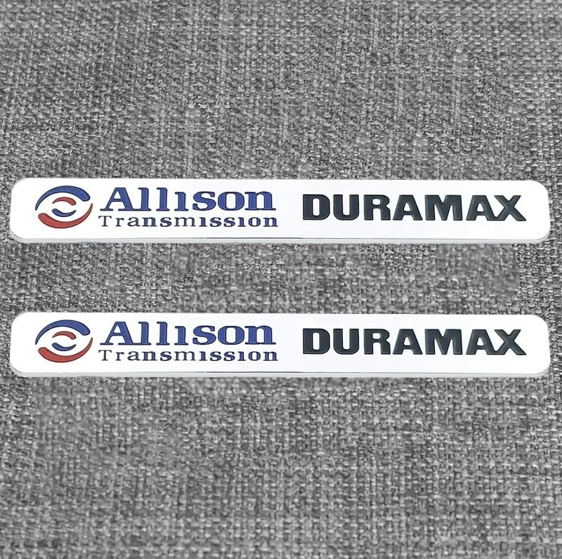 Image of 2Pcs Allison Transmission Emblems Hood 3D Nameplate Badge Letter Compatible with Silverado Dura-max (Chrome Black)