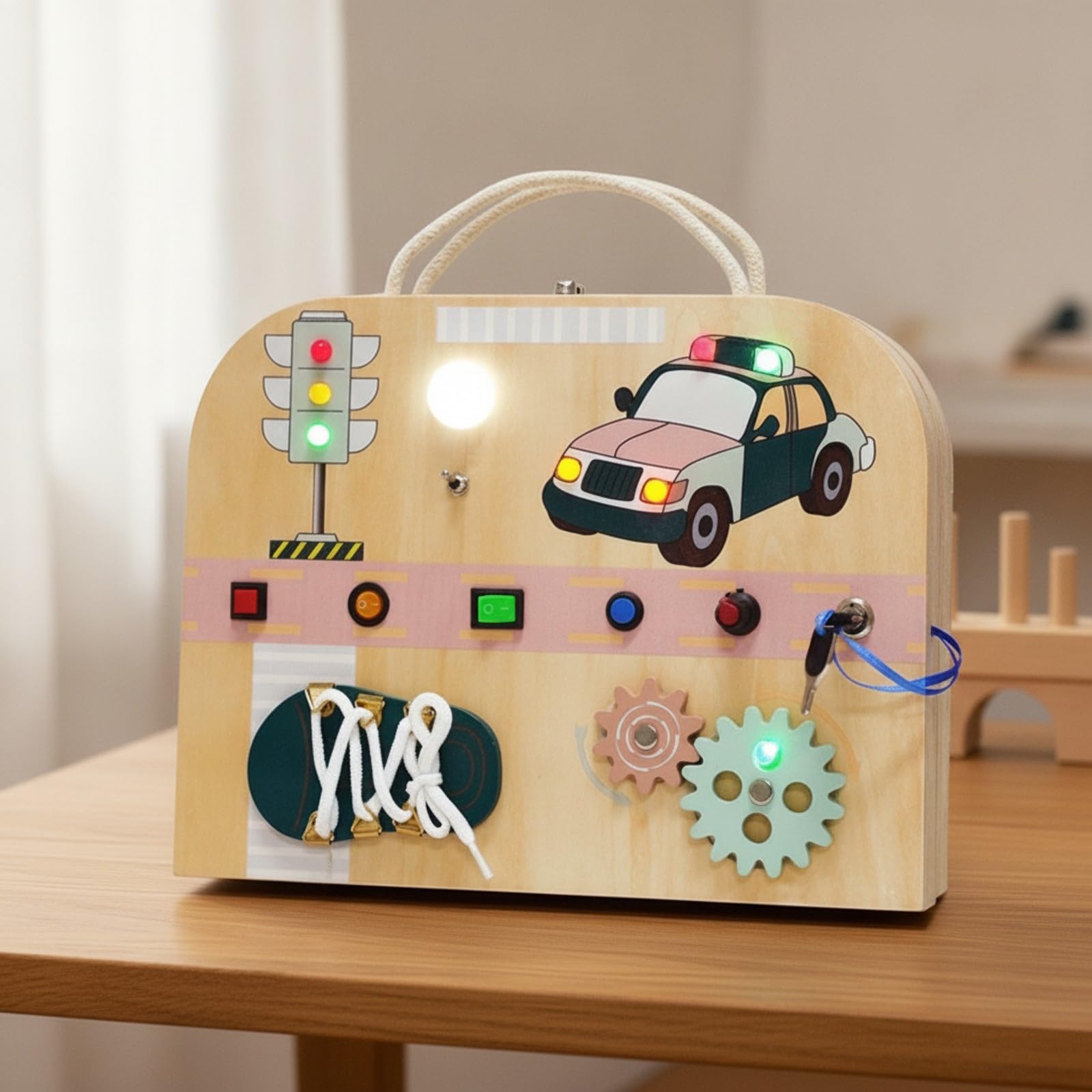 Tavola Sensoriale Interattivo Angoli Arrotondati Sicuri, Gioco di Abilità Motorie, per Casa, Neonati, Quadrante Orologio