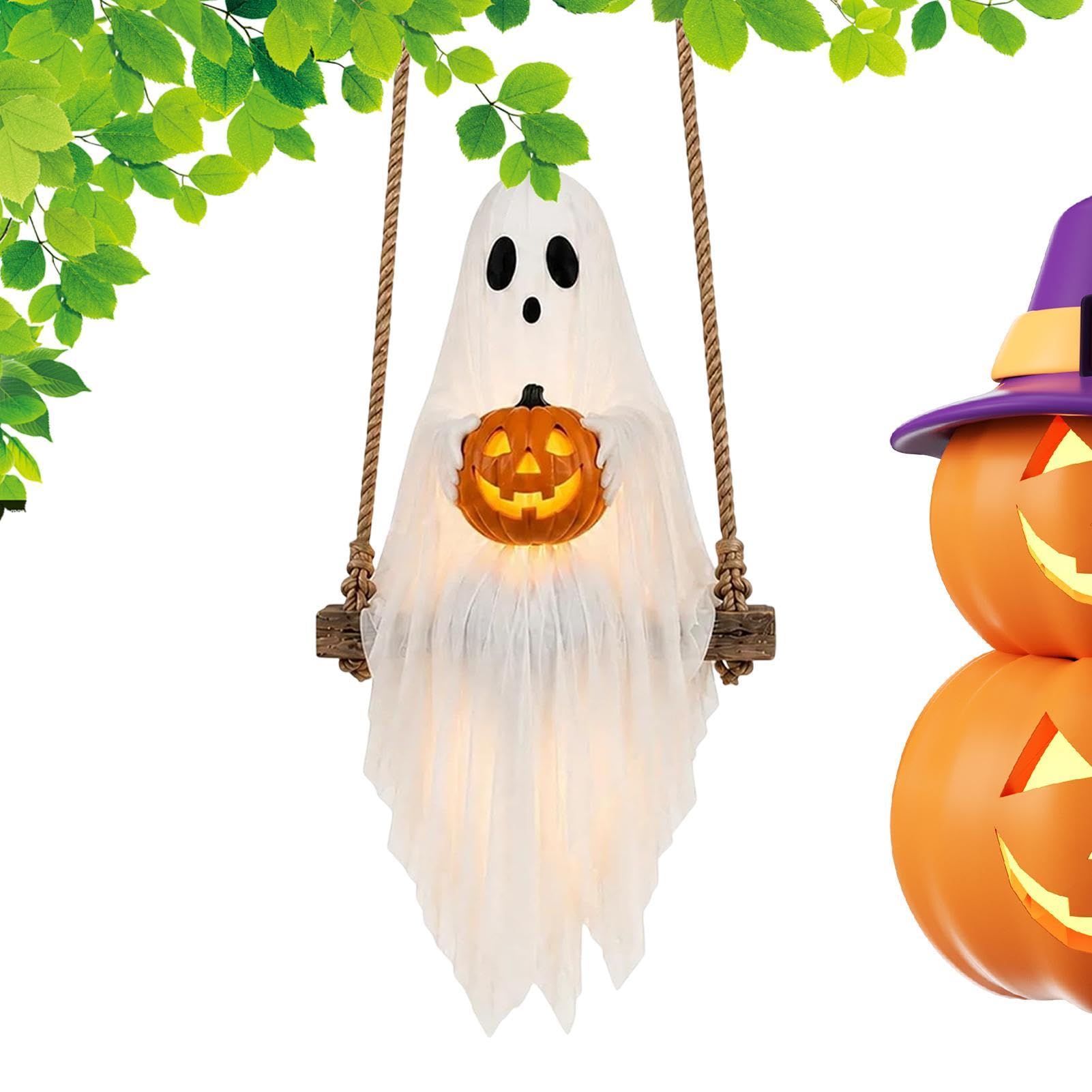 Oscillante Fantasma Outdoor Decor Hanging Garza Holding Puntelli Yard con | Decorazioni di Halloween all'aperto con telecomando per albero portico finestra prato giardino balcone porta casa