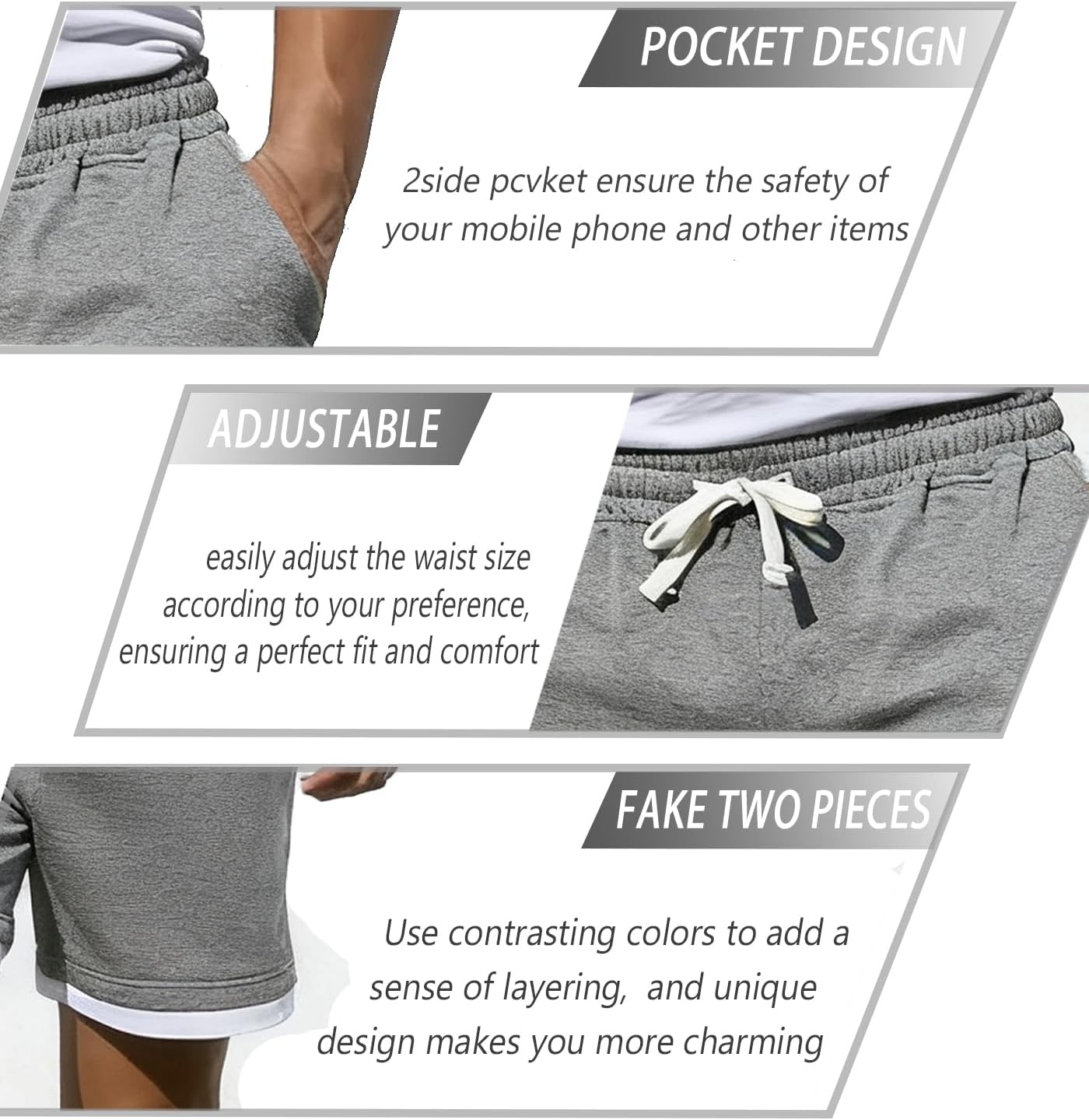 Men Cotton 5.5 Inch Sweat Shorts Elastic Waist Casual Workout with Pockets - Image 2