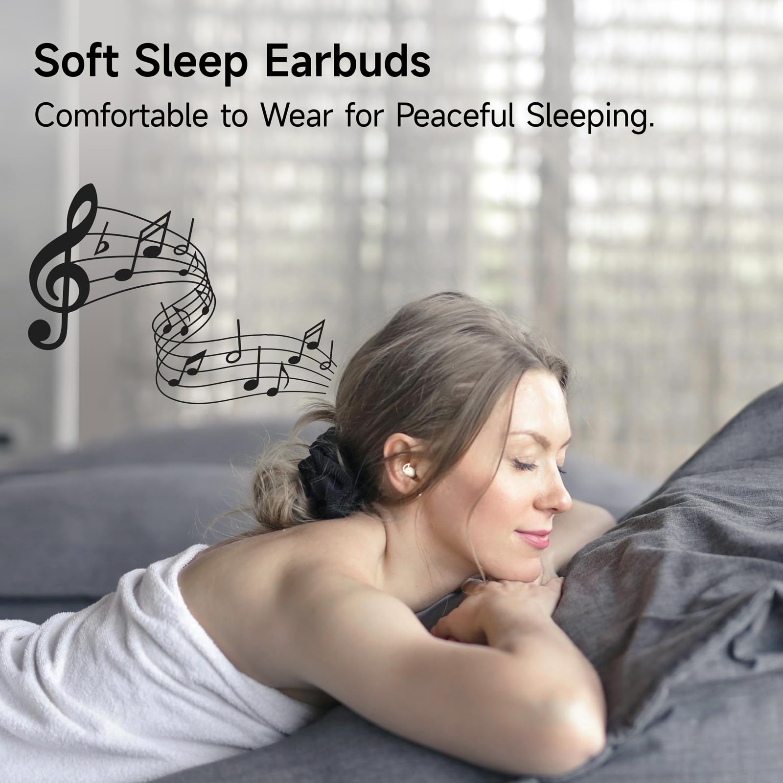 IFECCO Schlaf Kopfhörer mit LED Anzeige,Bluetooth 5.3 Schlafkopfhörer,Unsichtbare Schlaf Ohrhörer für Seitenschläfer,Mini Soft Kopfhörer zum Schlafen,Earbuds für Sleep-Übung Yoga und Reisen