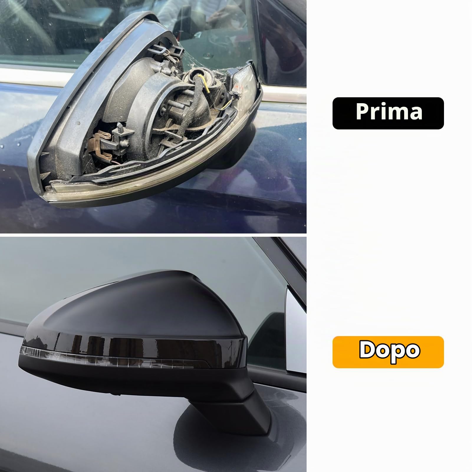 TTCR-II 2PCS Compatibile con Calotte Specchietti Audi A4 A5 RS4 B9 S5 RS5 | Sinistra + Destra Laterale Copri Specchietto Retrovisore A4 A5 RS4 2017 2018 2019 2020 2021 2022 2023 non Side Assist-Nero