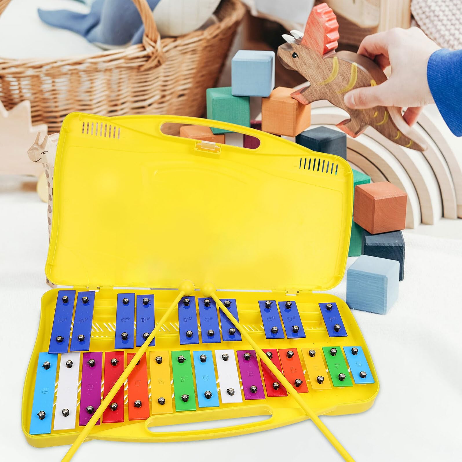 ORFOFE Strumento Orff con 25 Note Metallofono a Percussione Colorato, Giocattolo Musicale Educativo in Metallo per Apprendimento e Sviluppo Sensoriale, Regalo Creativo per Piccoli