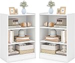 DORTALA 3 Tier Bookcase, Freestanding Versatile Bookcase with Adequate Storage & Adjustable Shelves, Display Storage Home Organizer for Living Room Study, White
