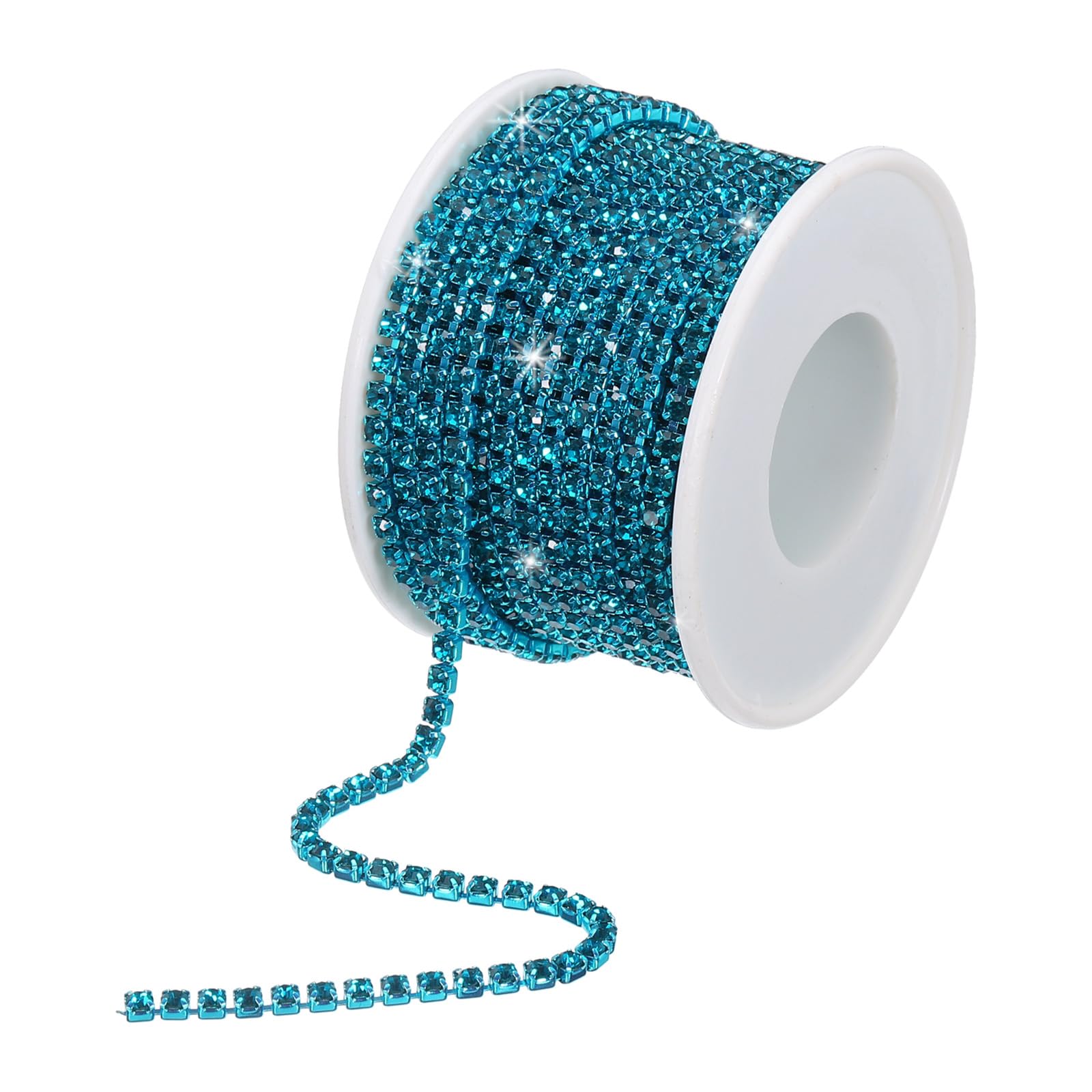 sourcing map 10 Yard 2.5mm Crystal Rhinestone Diamond Close Chain Trim Trimming Claw Cup Chain for Sewing, Crafts, DIY Jewelry Wedding Decorations Blue Gems Blue Base