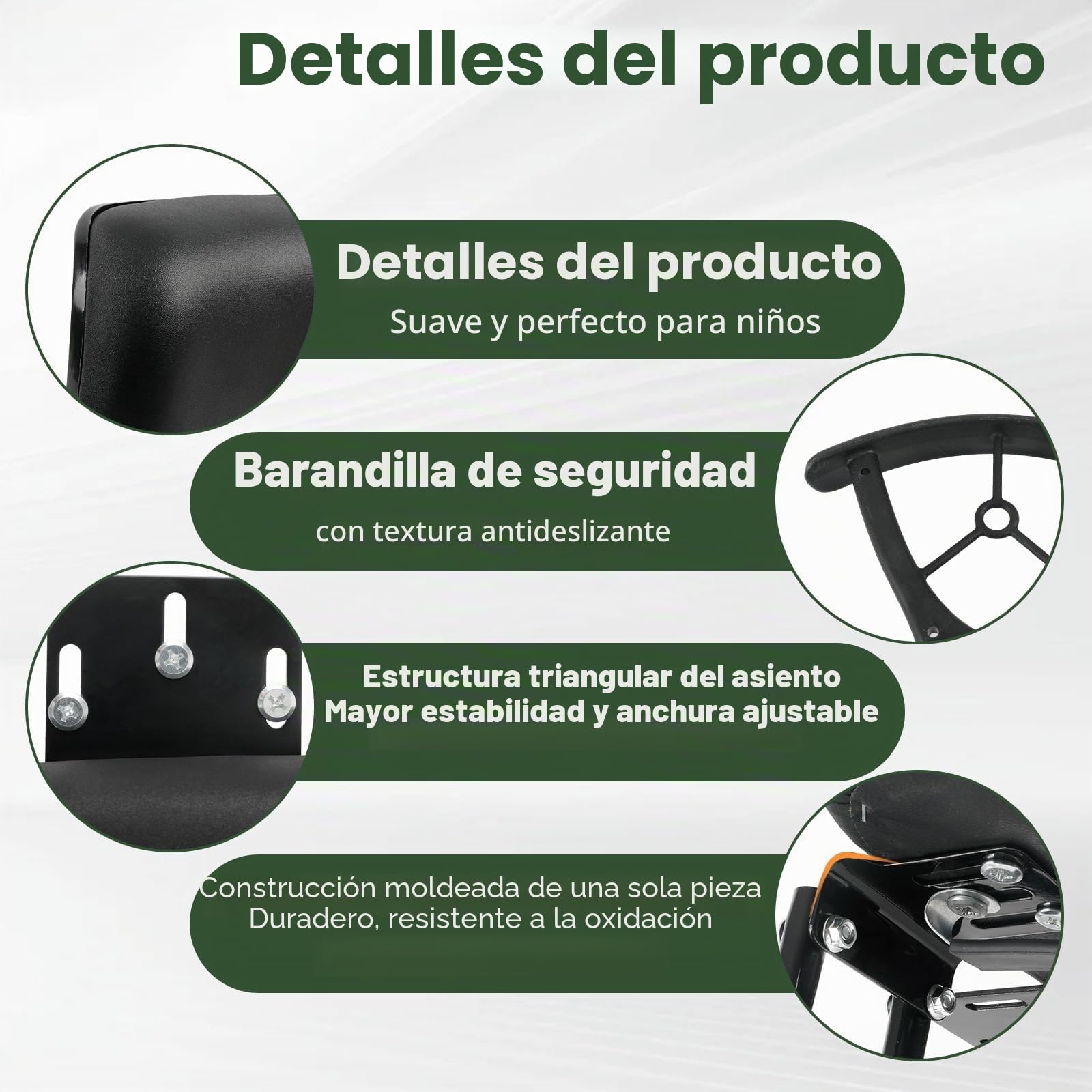 Asiento trasero para bicicleta, asiento trasero ajustable, con reposabrazos y reposapiés de seguridad, asiento de seguridad para niños de 2 a 6 años, adecuado para bicicletas con portaequipajes