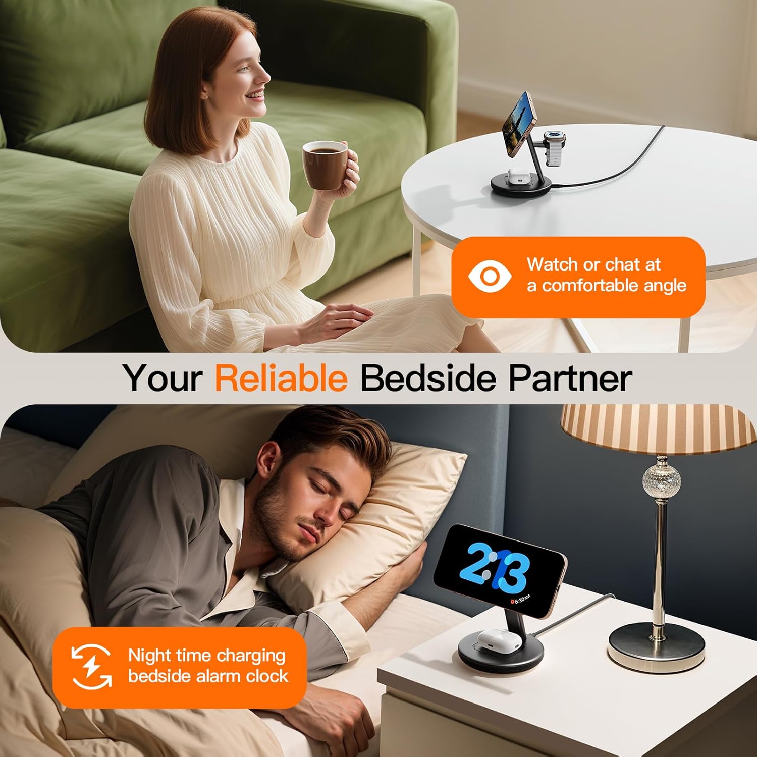 for Apple Watch 5W Fast Charger,3 in 1 Wireless Charging Station,for Apple Magsafe Charger Stand,Fast Magnetic Wireless Charger Station for iPhone 17 16 15 14 13 12 Series,Airpods,Apple Watch