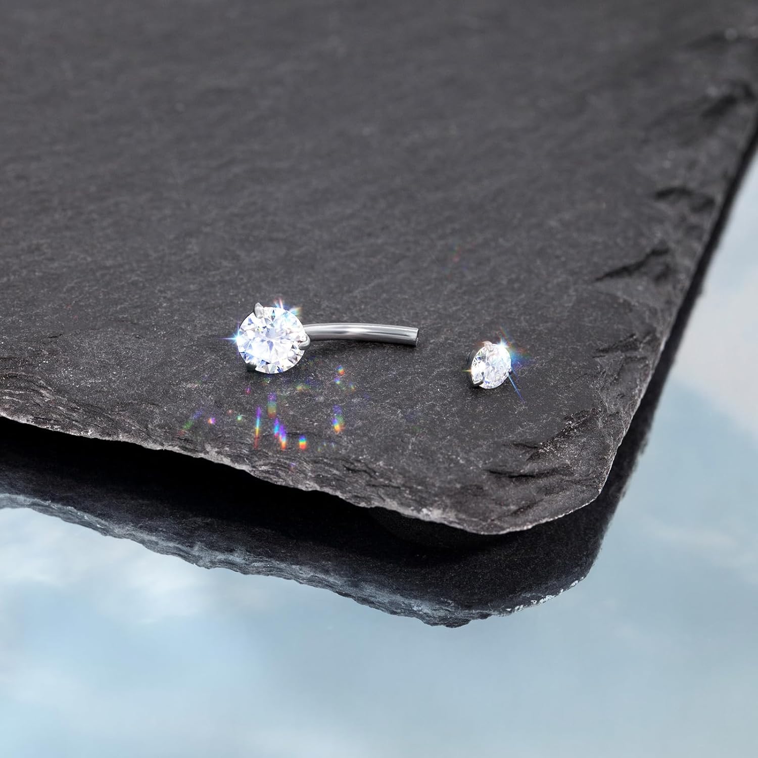 Moissanite Gold Belly Button Ring for Women 14G 10mm G23 Titanium Navel Piercing Jewelry Internally Threaded Belly Button Rings Piercing - Image 6