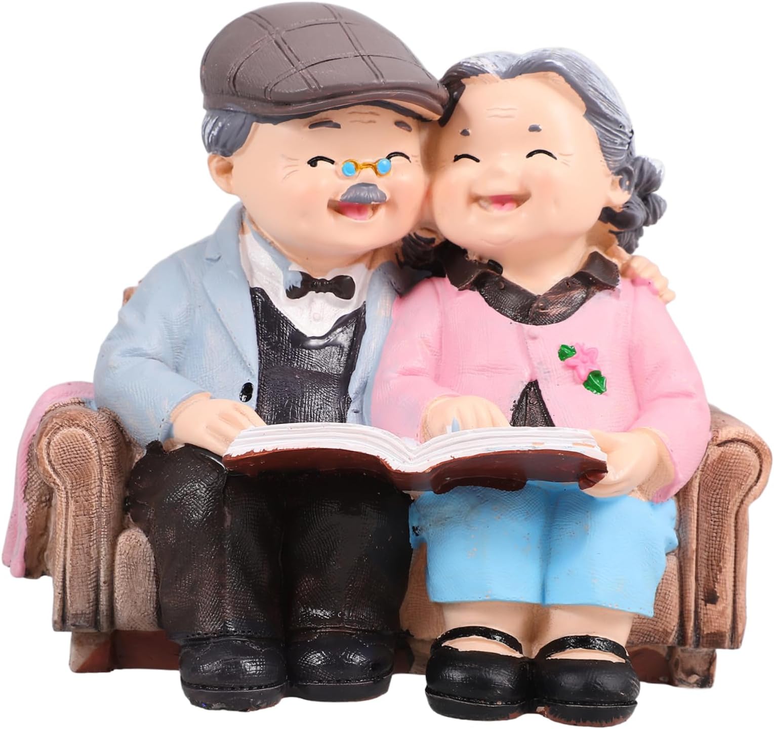Old Couple Figurines,Loving Elderly Couple Figurines Romantic Couple Sculpture,Present for Valentine's Day Anniversary Wedding