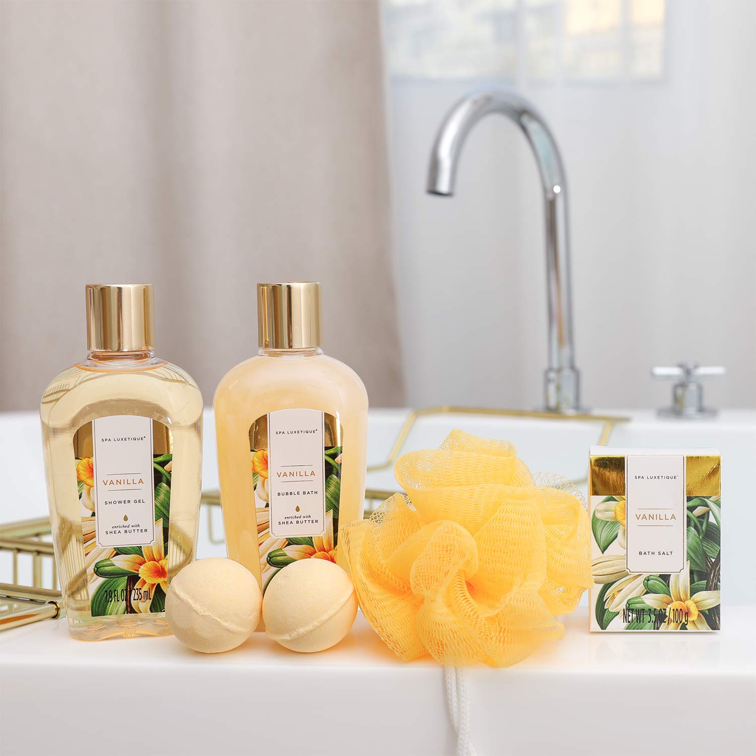 SPA LUXETIQUE Geburtstagsgeschenk für Frauen, Bade Geschenkset, 8tlg Vanilleduft Beauty Spa Set Damen mit Deko Badewanne,Wellness Set für Frauen,Weihnachtsgeschenke,Muttertagsgeschenk,Valentinstag