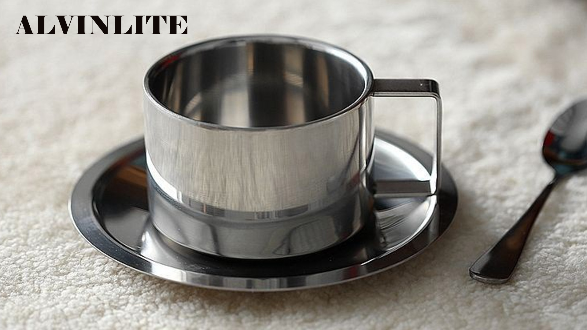 Tasse à Café En Acier Inoxydable Double Paroi Avec Soucoupe Et Cuillère | Design élégant Argenté | Cadeau Amateurs Café - 8